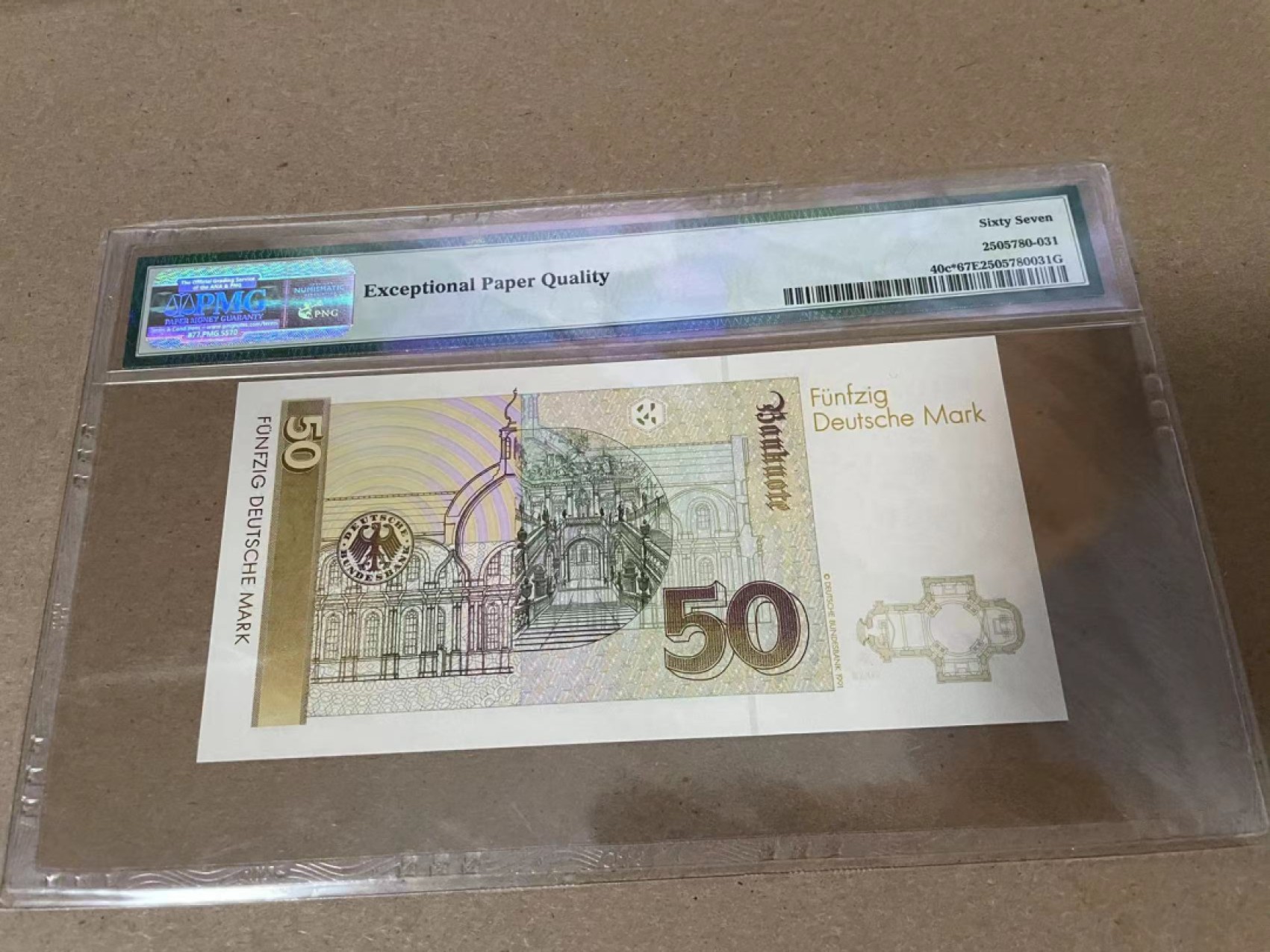 【Blue Auction】✨世界纸币精拍第214期 【精】 【补号】德国 1993年50马克 PMG67EPQ 