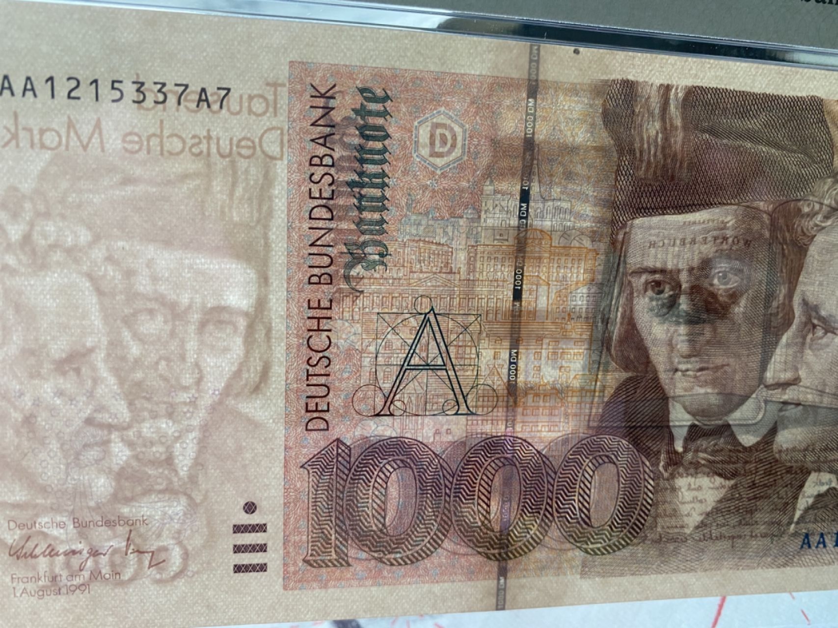 收藏联盟Quantum Auction 第184期拍卖(已更新) 德国1991年1000马克 AAA冠号码无4 高档纸币评级升档哦