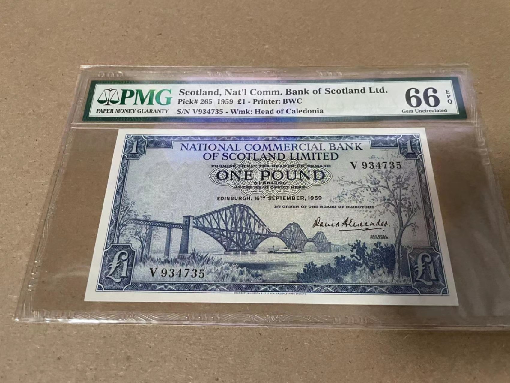 【Blue Auction】✨世界纸币精拍第214期 【精】 苏格兰 1959年1镑 PMG66EPQ BWC出品 精美
