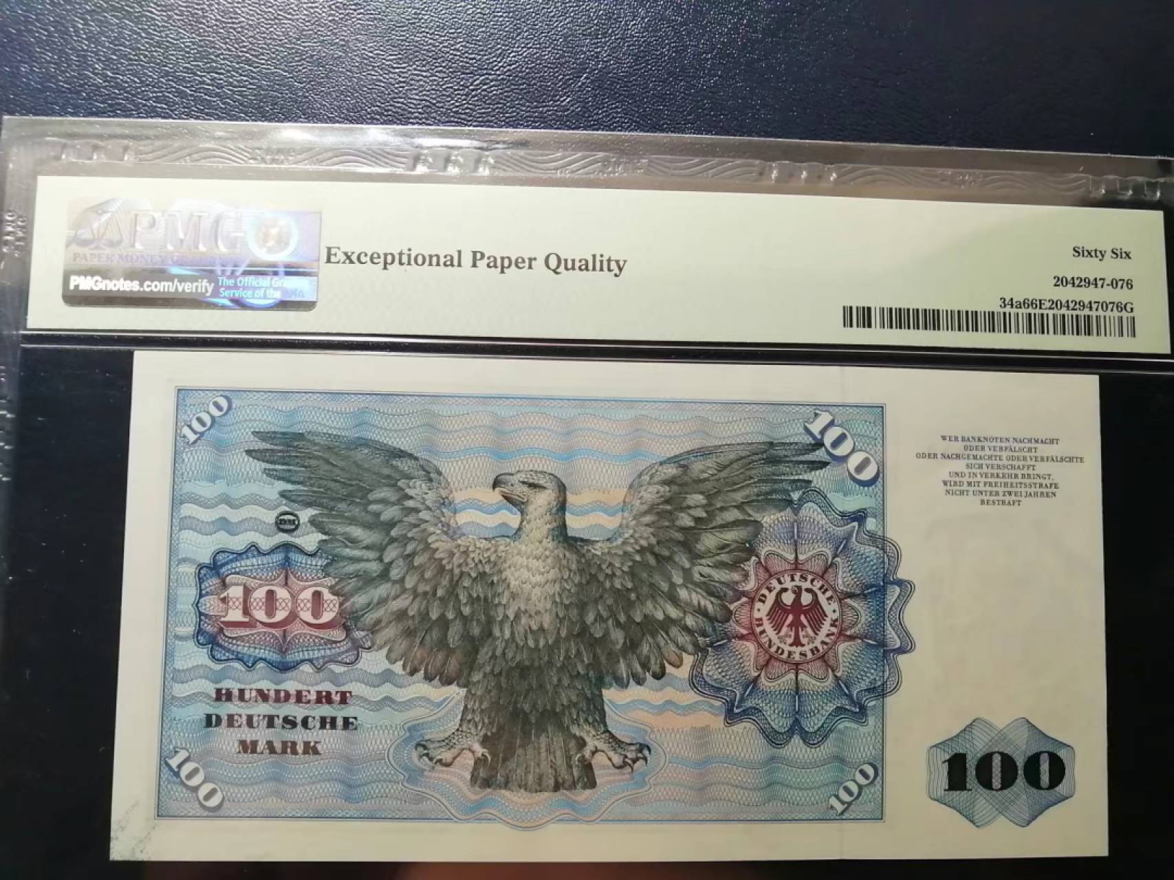 【Blue Auction】✨世界纸币精拍第214期 【精】 德国 1970年100马克 PMG66EPQ 明斯特