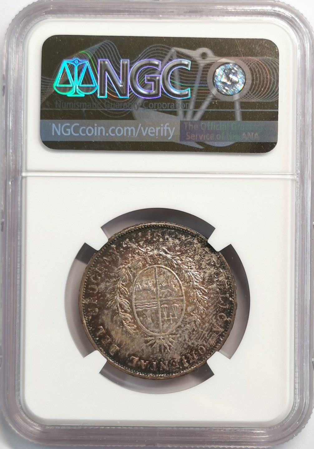 凡希社世界钱币微拍第二百零七期 1917乌拉圭50分银币NGC-MS64五彩顶级品！