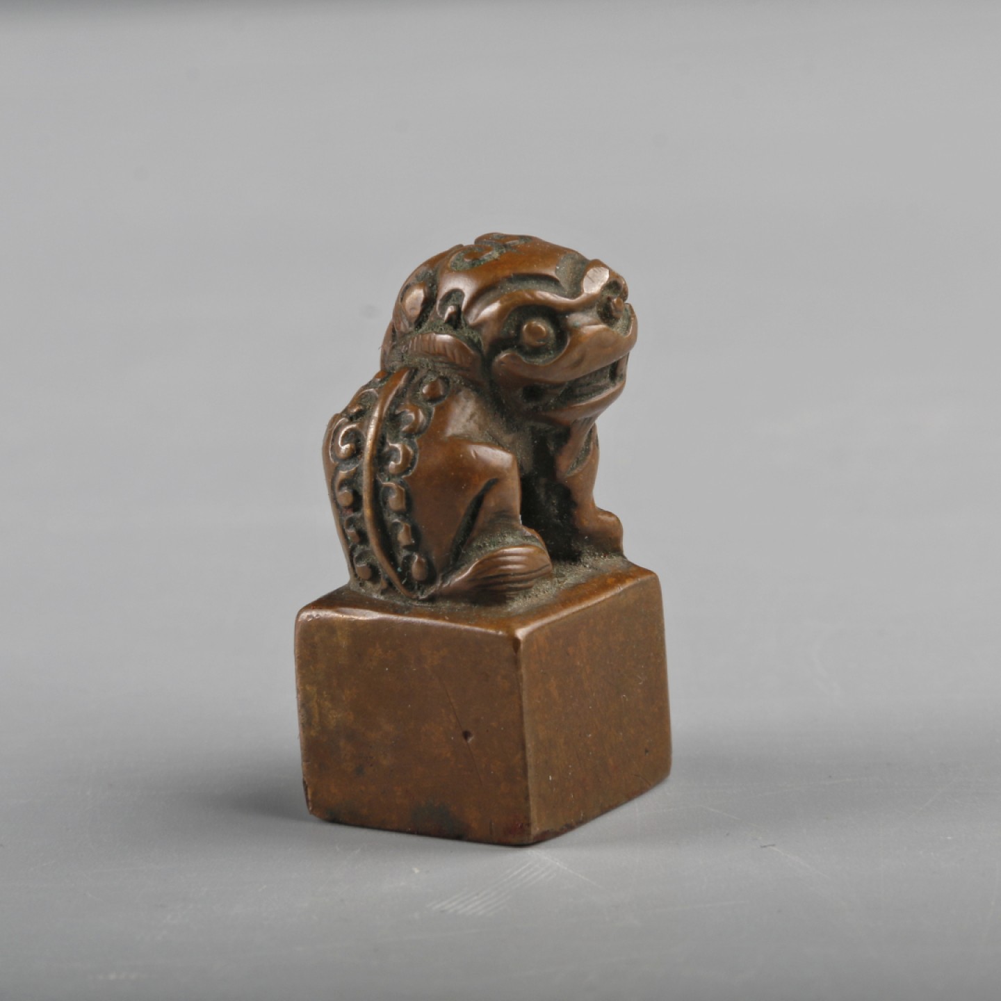 宝星-中国历代徽章、钱币杂项专场 民国 铜狮纽印章（李振唐）-銅-H:4.5cm-备注：原盒
