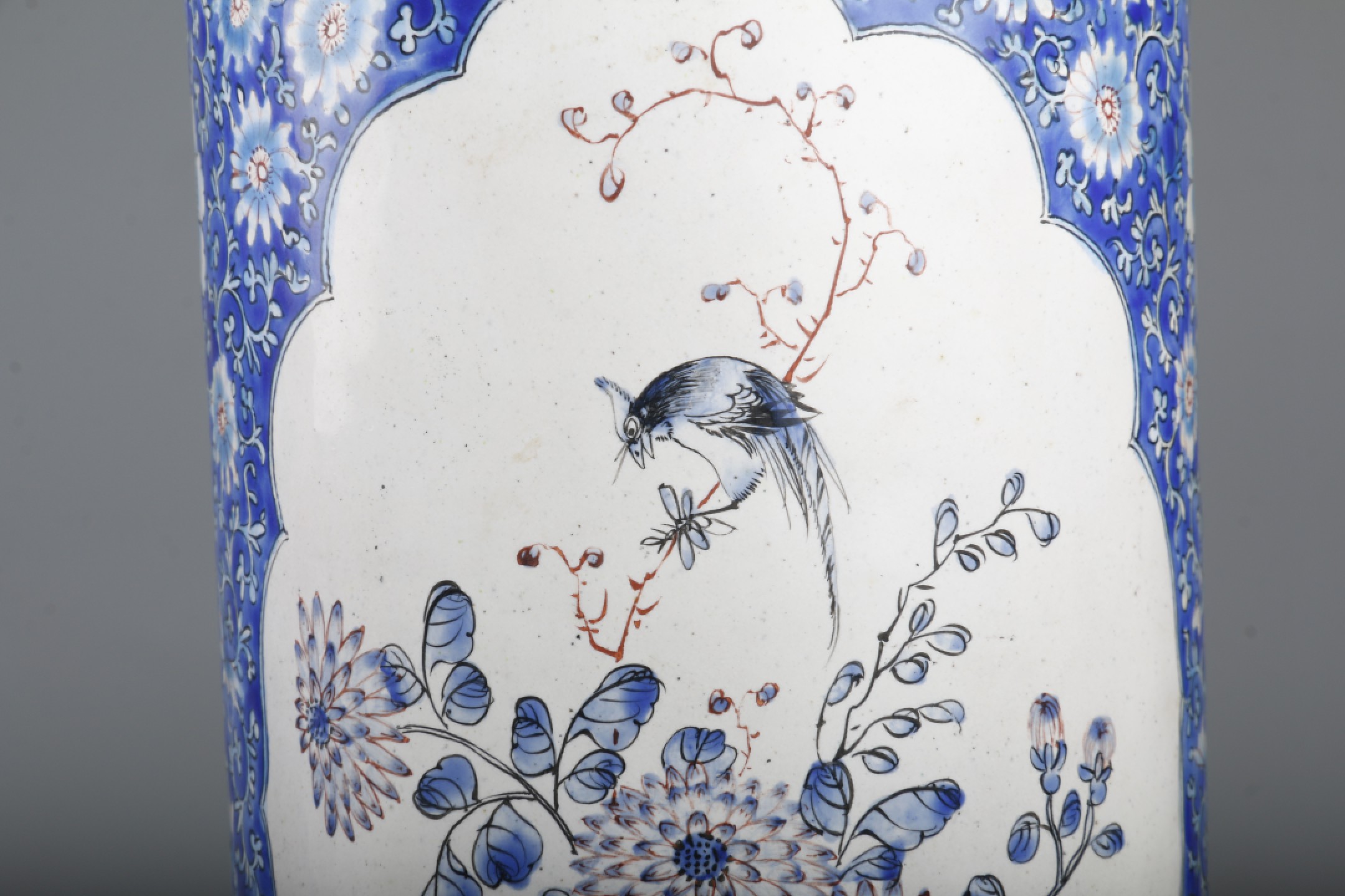 宝星-中国历代徽章、钱币杂项专场 清 铜胎画珐琅花鸟纹帽筒（一对）-銅-H:22.5cm-