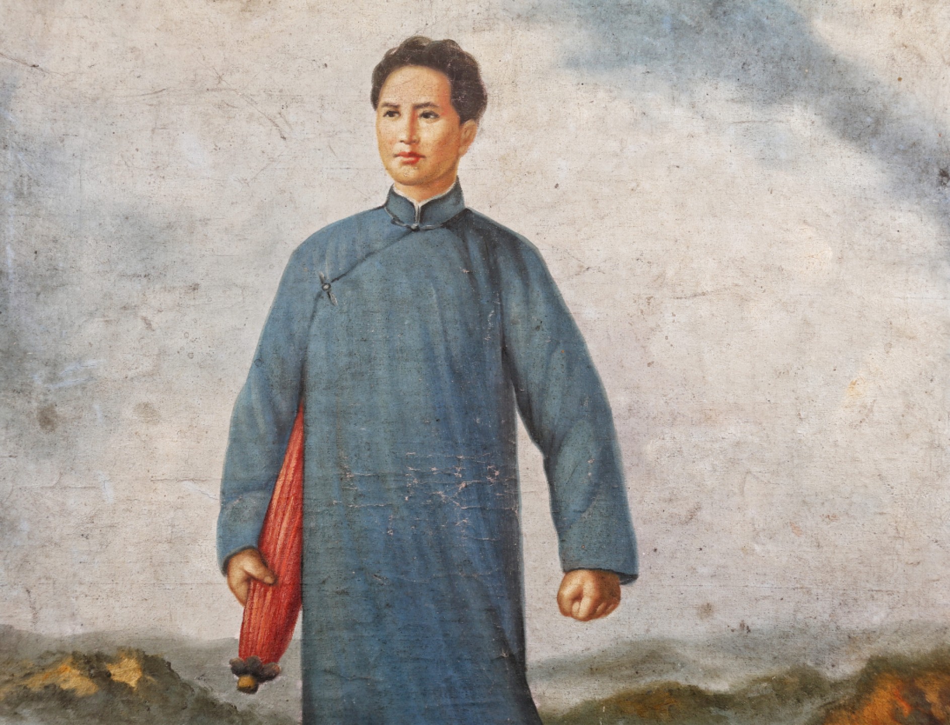 锦灰-中国书画、奏折文献、名人礼札、相片纸品专场 侯一民 油画《毛主席去安源》-布面油画-86×59cm