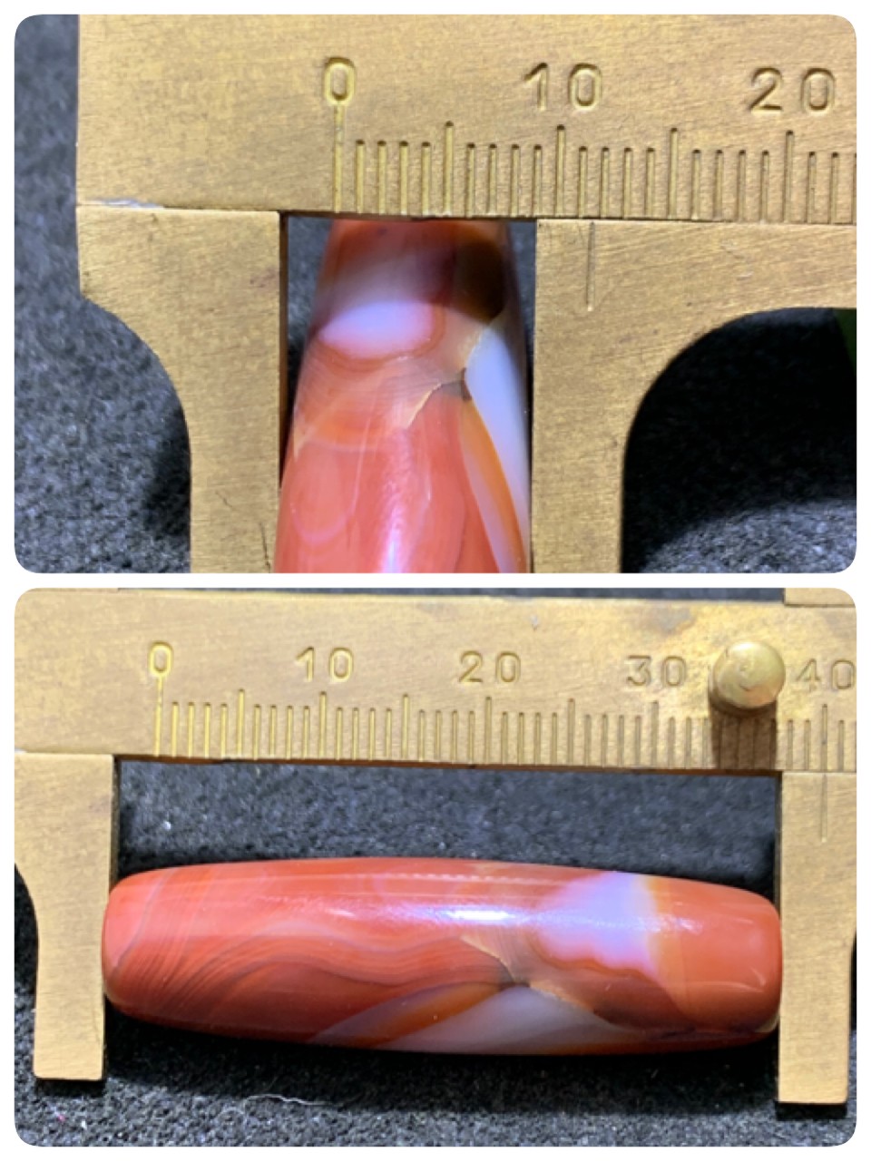 高玉化缠丝玛瑙通货桶珠3颗