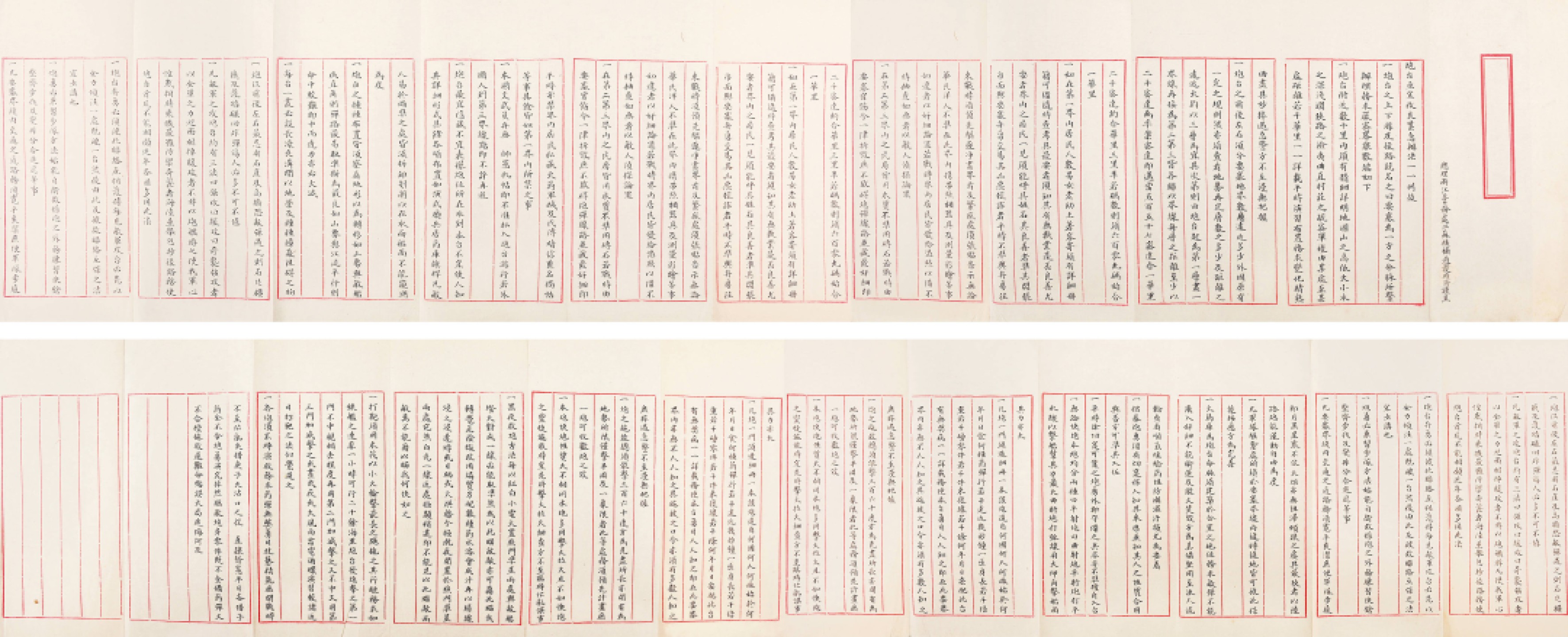 锦灰-中国书画、奏折文献、名人礼札、相片纸品专场 清晚期 夏时济关于炮台及宜改良紧急条例奏折-纸本-20.2×165.6cm