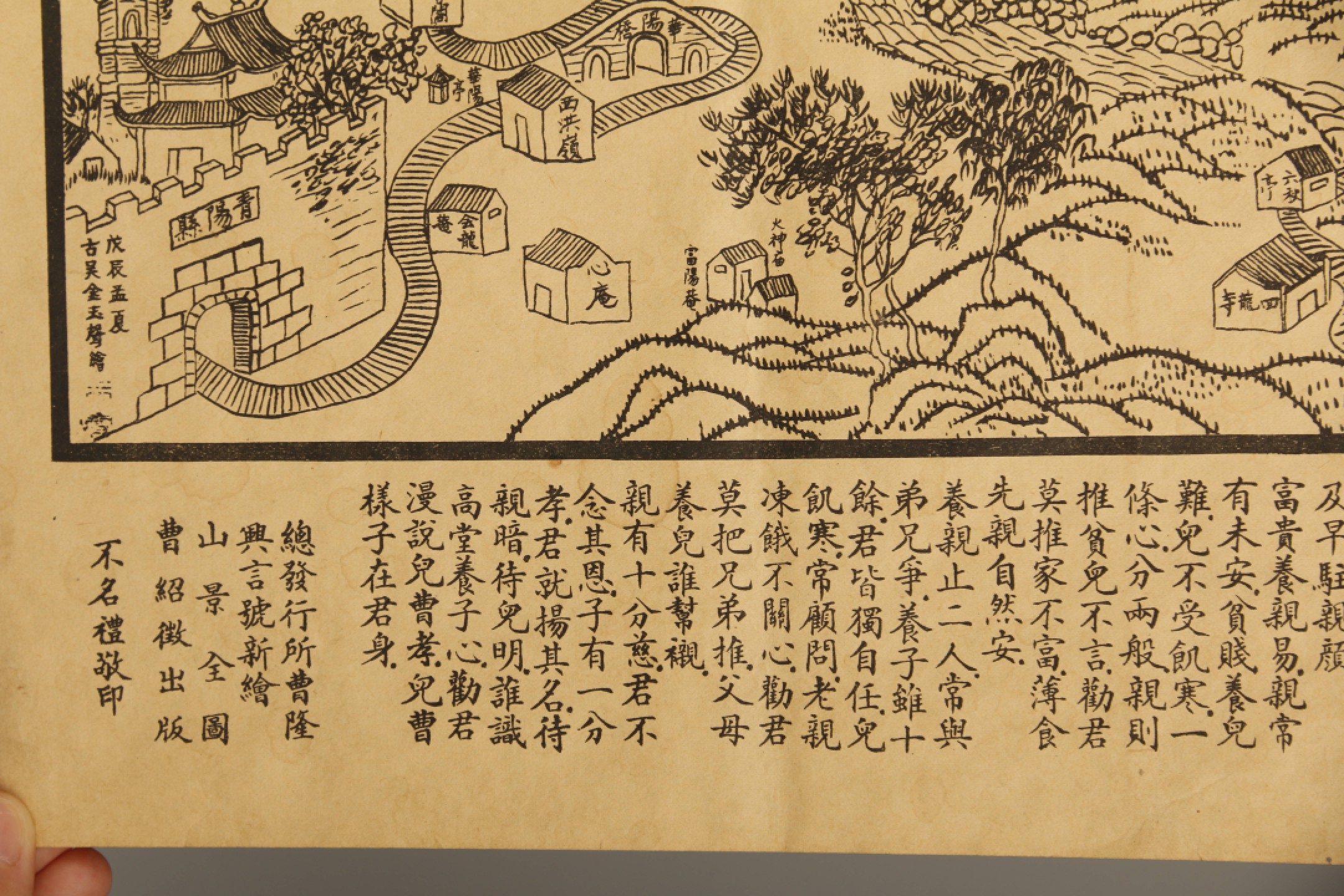 锦灰-中国书画、奏折文献、名人礼札、相片纸品专场 民国 新绘东南第一大九华天台山全图-纸本-77×54cm