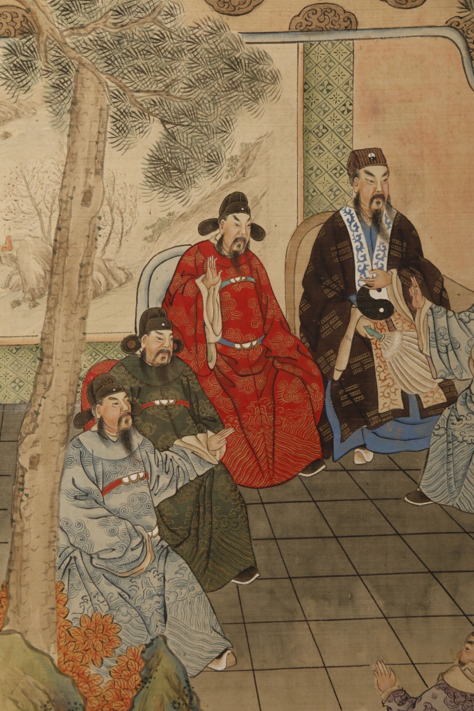 锦灰-中国书画、奏折文献、名人礼札、相片纸品专场 清 诸葛亮舌战群儒-绢本 镜框-84×47cm