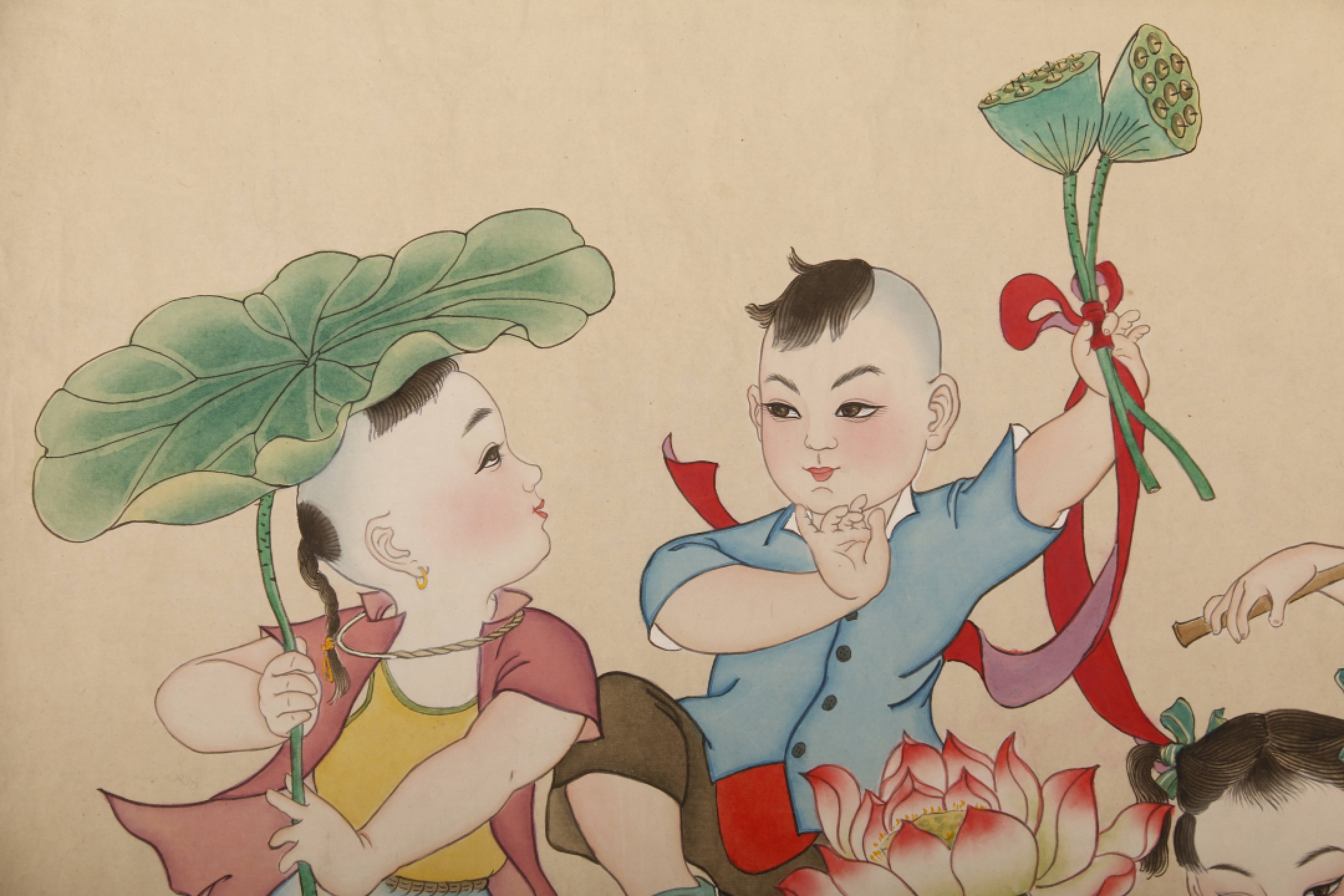 锦灰-中国书画、奏折文献、名人礼札、相片纸品专场 吴光华 《连年有余》水粉画-纸本 镜心-52×73cm