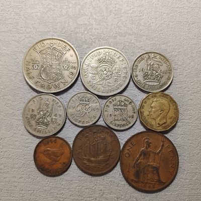 0起1加-纯粹捡漏拍-108场散套币包邮加场 - 英国1944-1951年乔治六世10枚套币一组