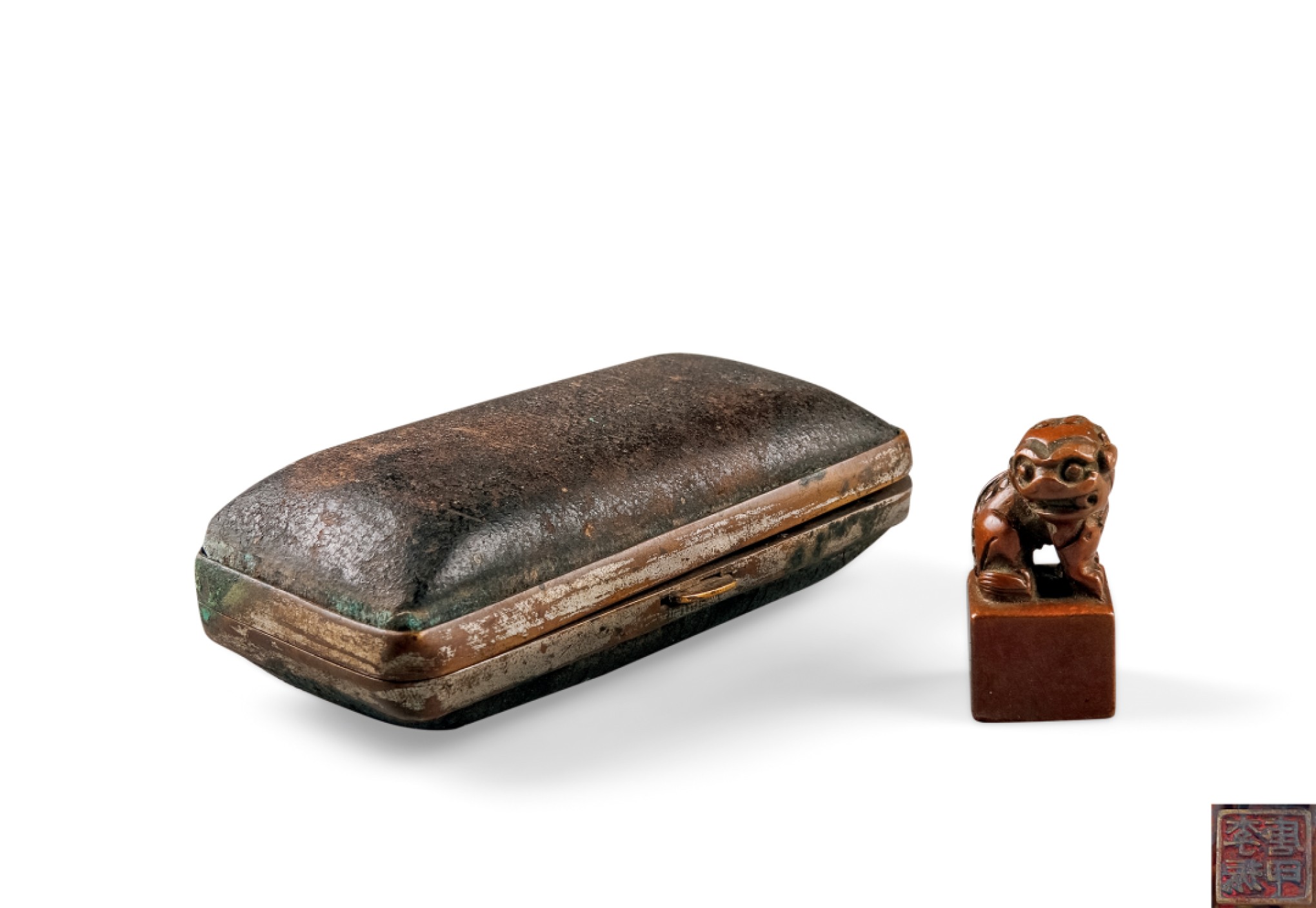 宝星-中国历代徽章、钱币杂项专场 民国 铜狮纽印章（李振唐）-銅-H:4.5cm-备注：原盒