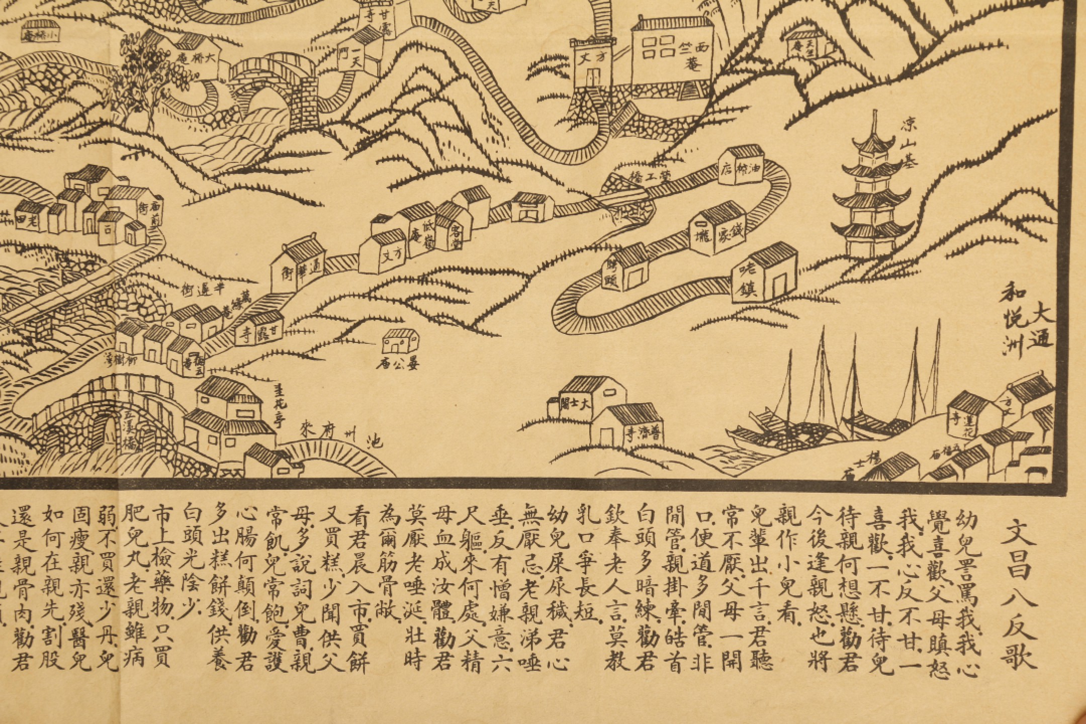 锦灰-中国书画、奏折文献、名人礼札、相片纸品专场 民国 新绘东南第一大九华天台山全图-纸本-77×54cm