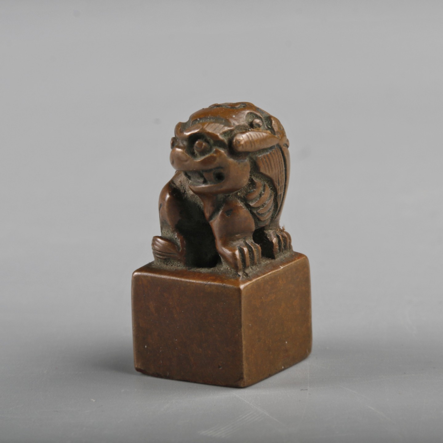 宝星-中国历代徽章、钱币杂项专场 民国 铜狮纽印章（李振唐）-銅-H:4.5cm-备注：原盒