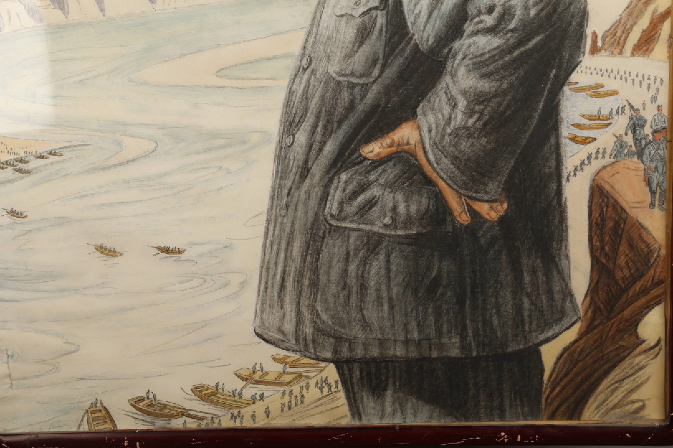 锦灰-中国书画、奏折文献、名人礼札、相片纸品专场 《远眺》水粉画-纸本 镜框-88×70cm