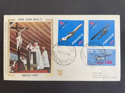【第20期】莲池国际邮品拍卖 - 【墨西哥】1973 教皇保罗二世访问墨西哥 逆原地实寄梵蒂冈 背贴梵蒂冈邮票 销梵蒂冈戳
