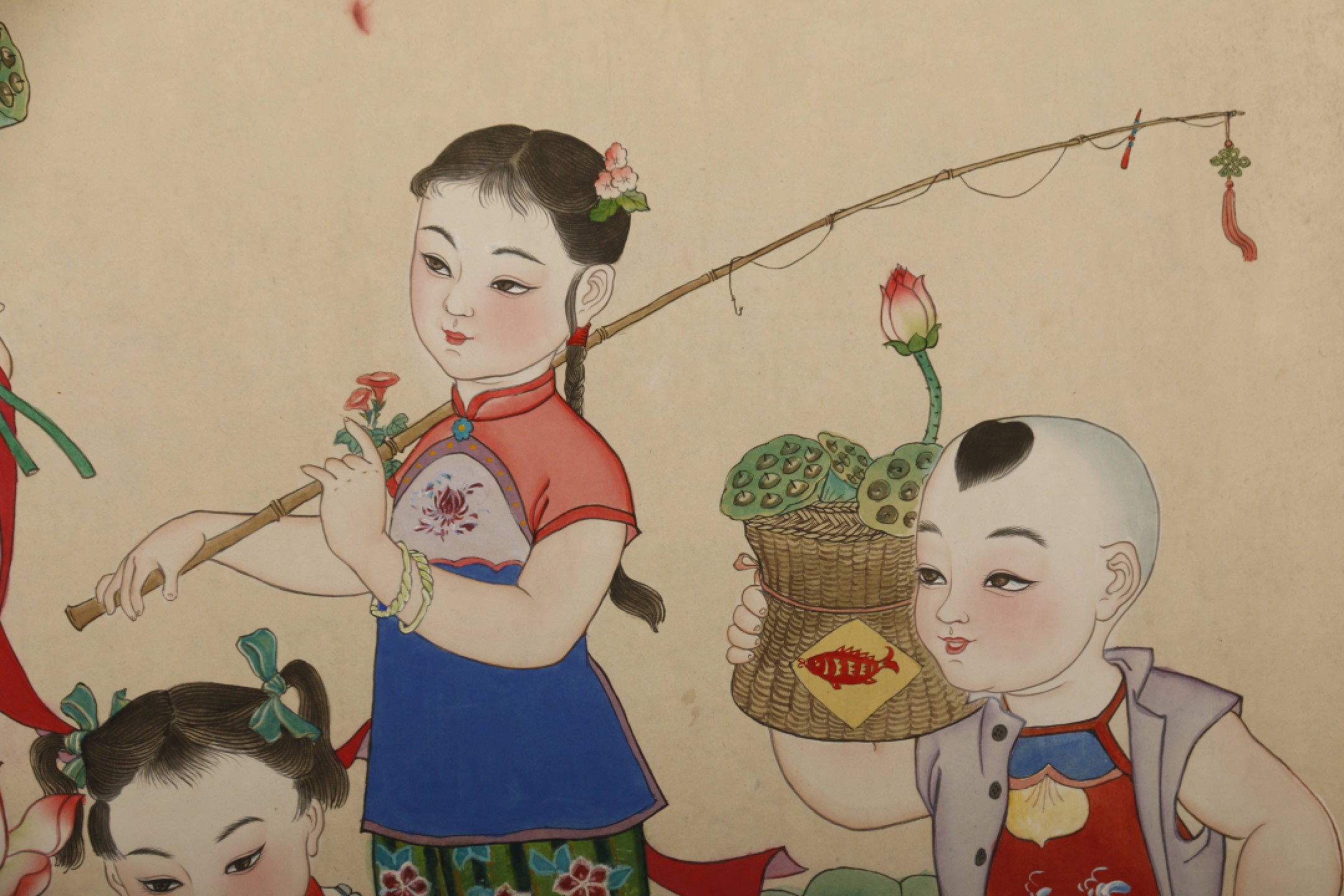 锦灰-中国书画、奏折文献、名人礼札、相片纸品专场 吴光华 《连年有余》水粉画-纸本 镜心-52×73cm