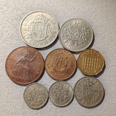 0起1加-纯粹捡漏拍-108场散套币包邮加场 - 英国1953-1967年伊丽莎白二世8枚套币一组