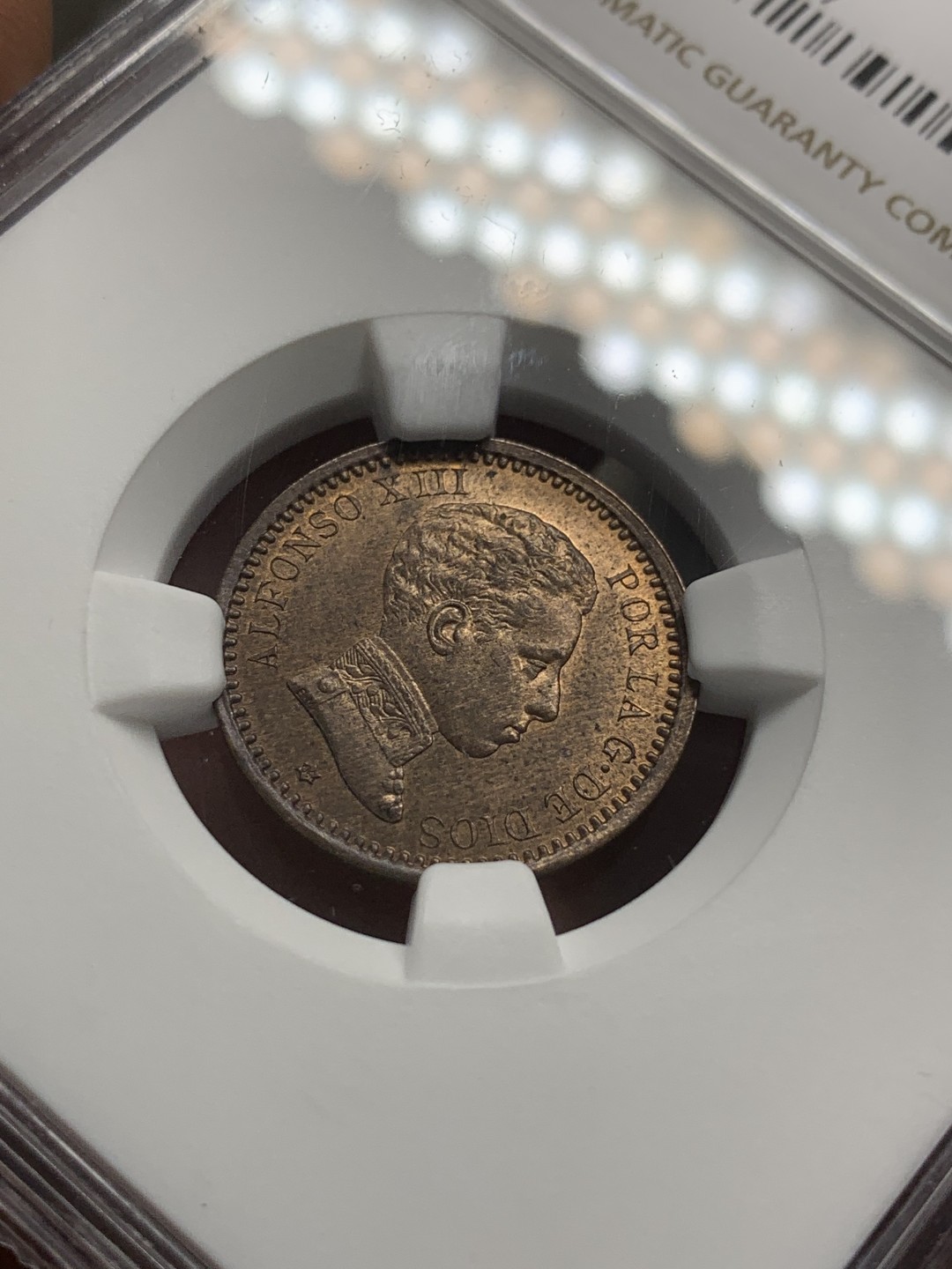 《竞宝斋》第85场-本周日，周一2场连拍（全场不限金额包邮） NGC-MS64 西班牙1904年 阿方索十三世 2分铜币 顶级分数 再高分的也就个位数了