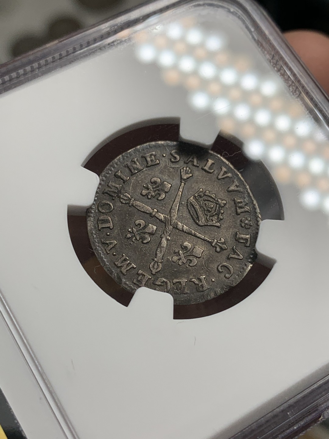 《竞宝斋》第85场-本周日，周一2场连拍（全场不限金额包邮） NGC-VF 法国1704-A年 路易十四 10S银币 老包浆 少见太阳神辅币