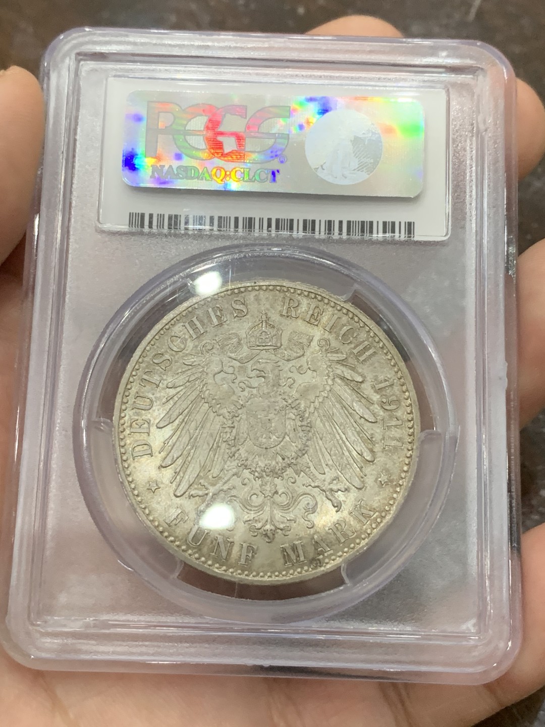 《竞宝斋》第85场-本周日，周一2场连拍（全场不限金额包邮） PCGS MS64 德国巴伐利亚1911年利奥波德90大寿纪念5马克银币