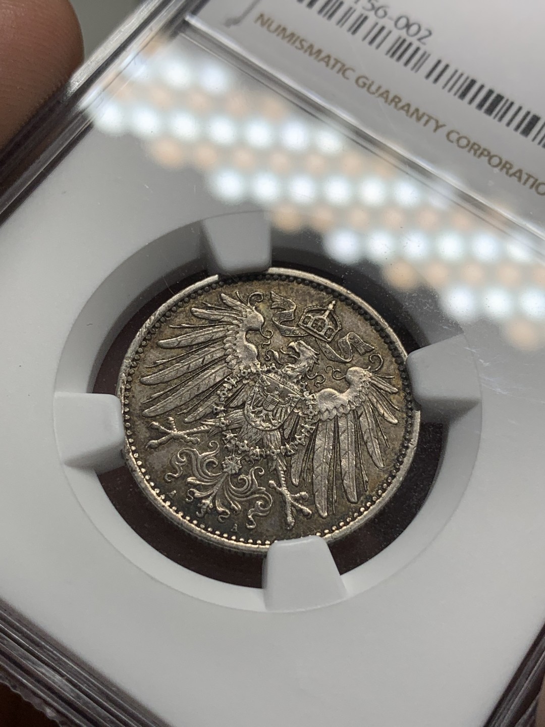 《竞宝斋》第85场-本周日，周一2场连拍（全场不限金额包邮） NGC-MS61 德国 1915年A版 1马克 长翅鹰 银币 重五彩包浆 喜欢包浆厚的不要错过