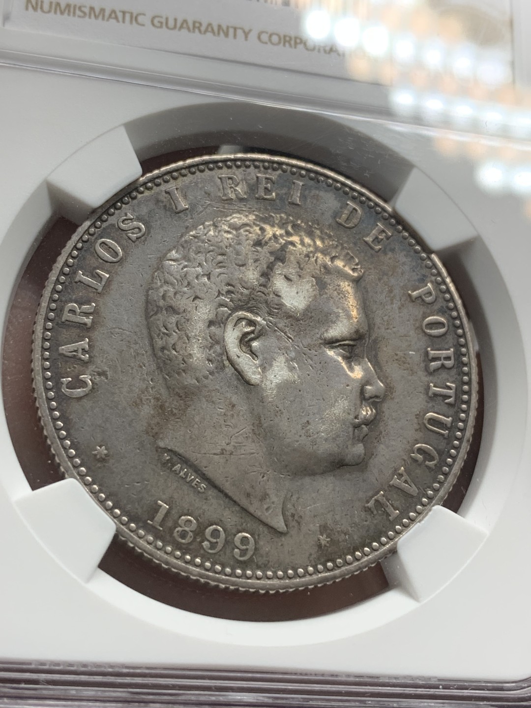 《竞宝斋》第85场-本周日，周一2场连拍（全场不限金额包邮） NGC XF 葡萄牙 1899年 1000R 大银币