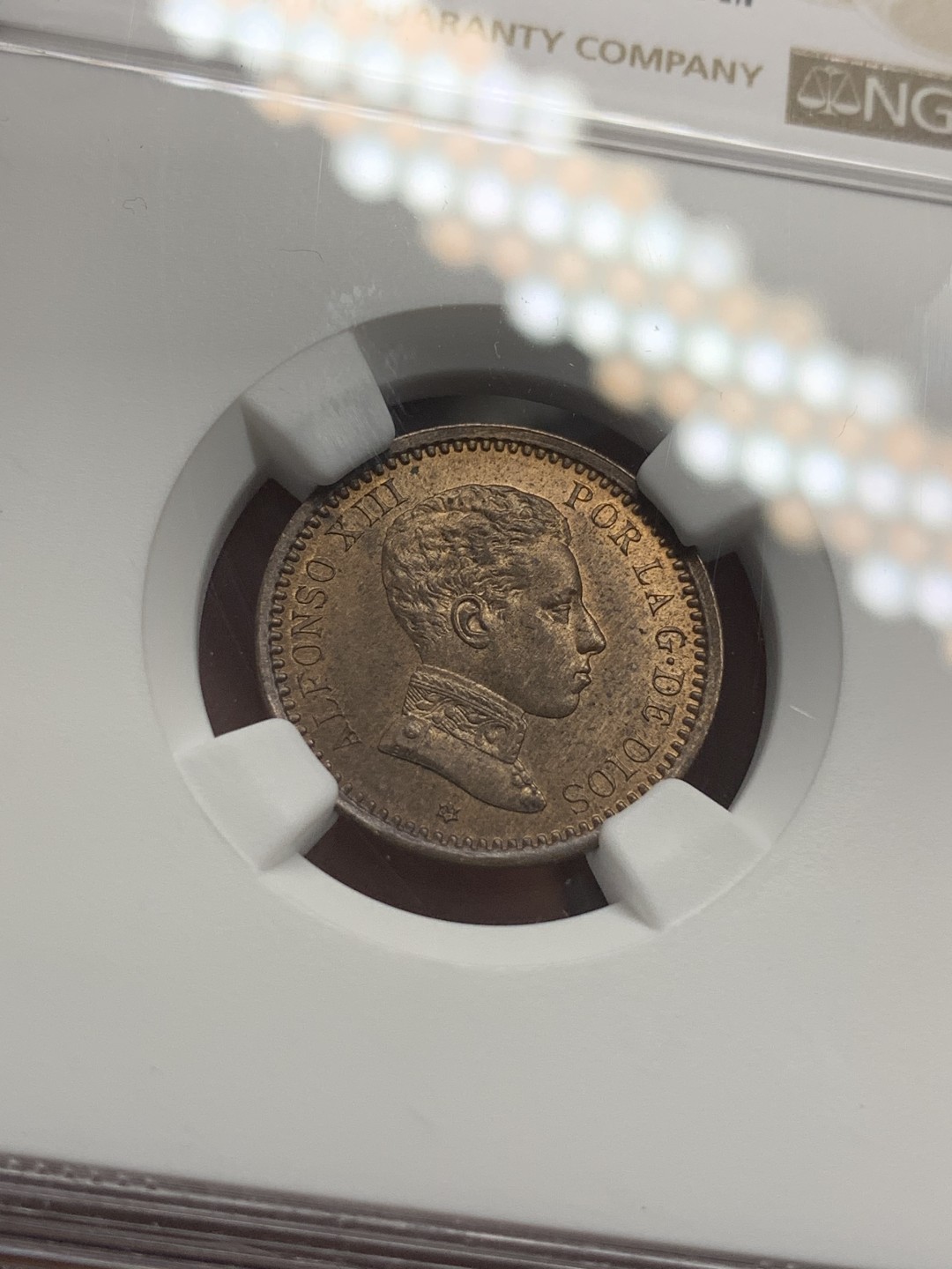 《竞宝斋》第85场-本周日，周一2场连拍（全场不限金额包邮） NGC-MS64 西班牙1904年 阿方索十三世 2分铜币 顶级分数 再高分的也就个位数了