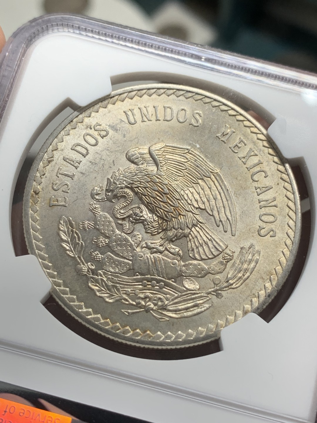 《竞宝斋》第85场-本周日，周一2场连拍（全场不限金额包邮） NGC-MS63 墨西哥 1948年 鹰洋5比索大银币 顶级原光好品