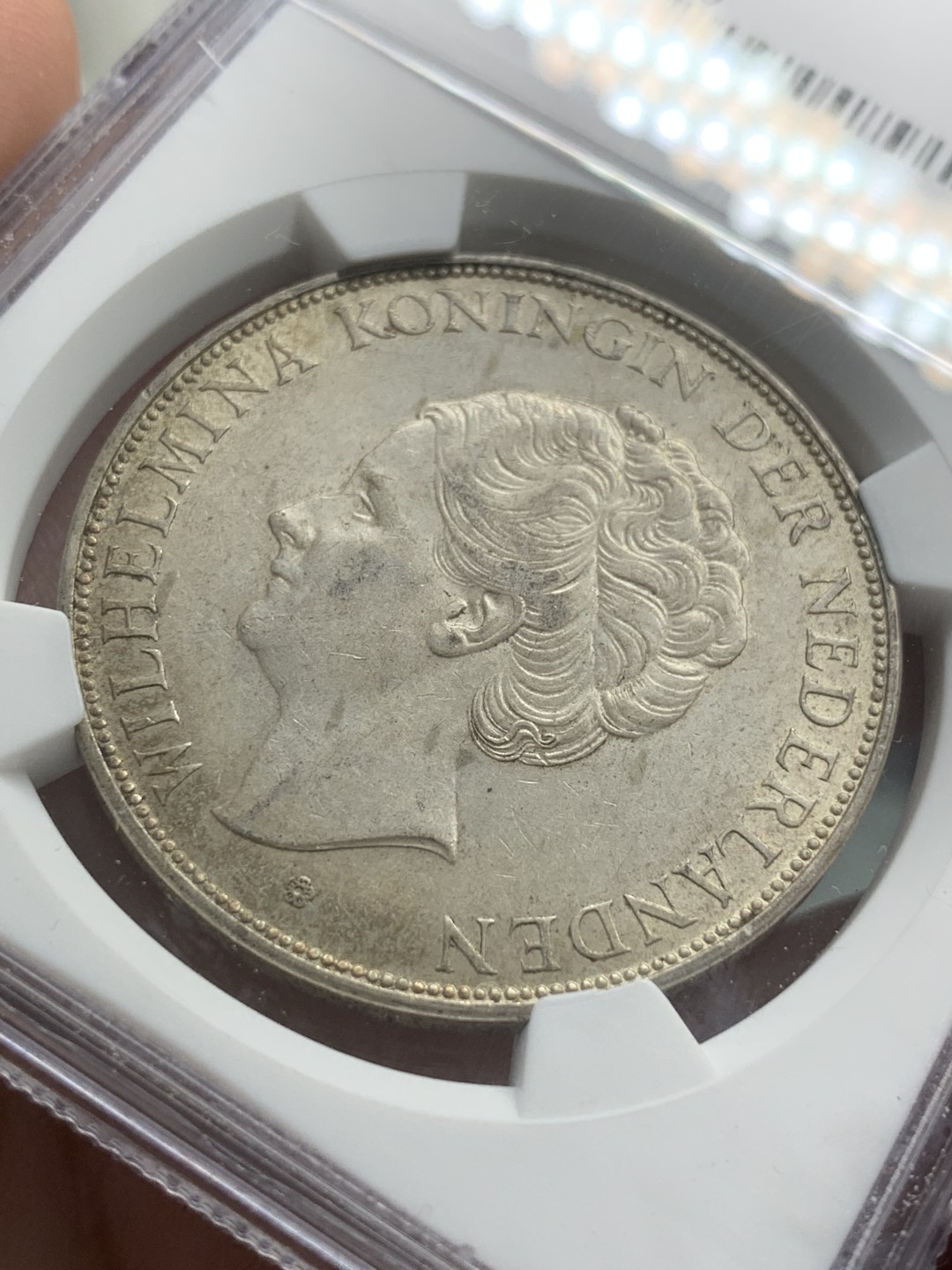 《竞宝斋》第85场-本周日，周一2场连拍（全场不限金额包邮） NGC-AU58 荷兰 1937年威廉米娜 2.5盾大银币 原光好品