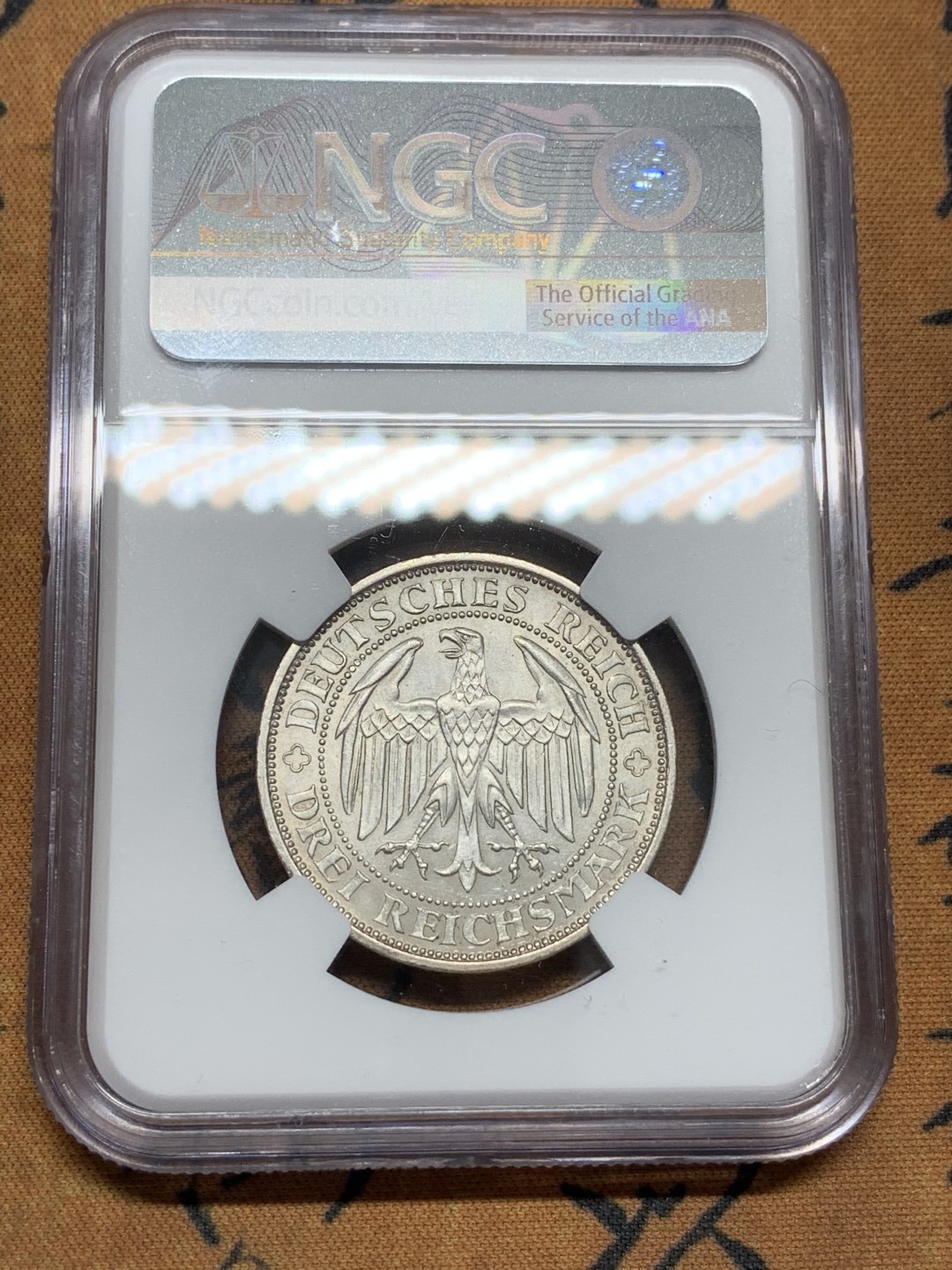 《竞宝斋》第85场-本周日，周一2场连拍（全场不限金额包邮） NGC-MS63 魏玛德国1929年梅森建城千年3马克纪念银币