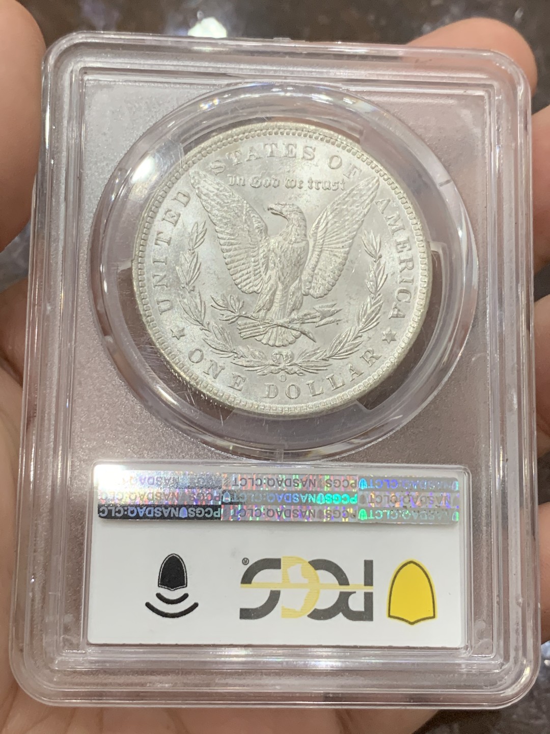 《竞宝斋》第85场-本周日，周一2场连拍（全场不限金额包邮） PCGS-MS64 美国 1885年O版 1美元 摩根银币 极美原光摩根白币 底板丝滑赏心悦目 光度很好 在64里算脸比较干净的