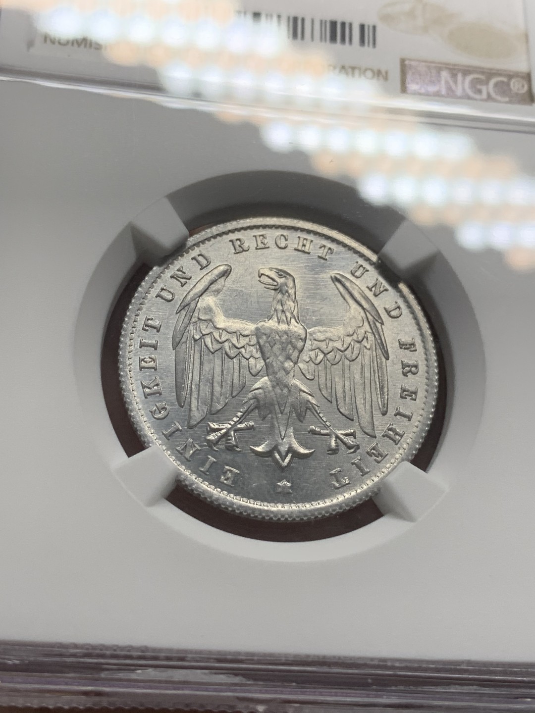 《竞宝斋》第85场-本周日，周一2场连拍（全场不限金额包邮） NGC-MS63  德国 1923年A 500马克