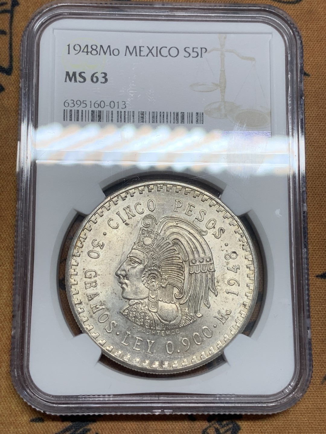 《竞宝斋》第85场-本周日，周一2场连拍（全场不限金额包邮） NGC-MS63 墨西哥 1948年 鹰洋5比索大银币 顶级原光好品