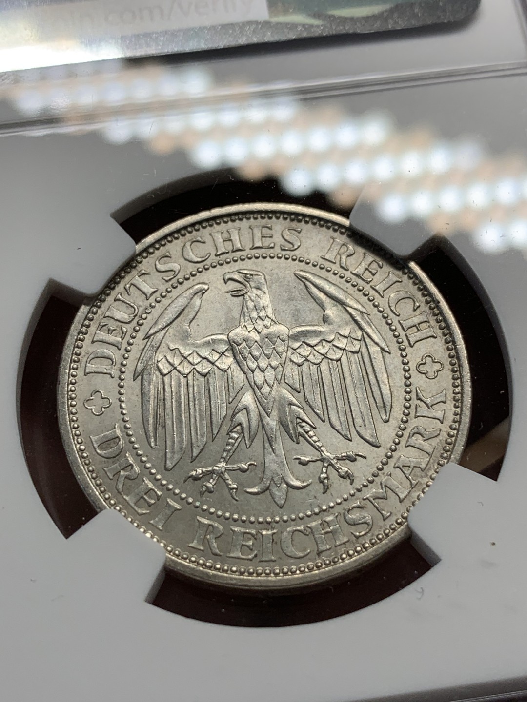 《竞宝斋》第85场-本周日，周一2场连拍（全场不限金额包邮） NGC-MS63 魏玛德国1929年梅森建城千年3马克纪念银币