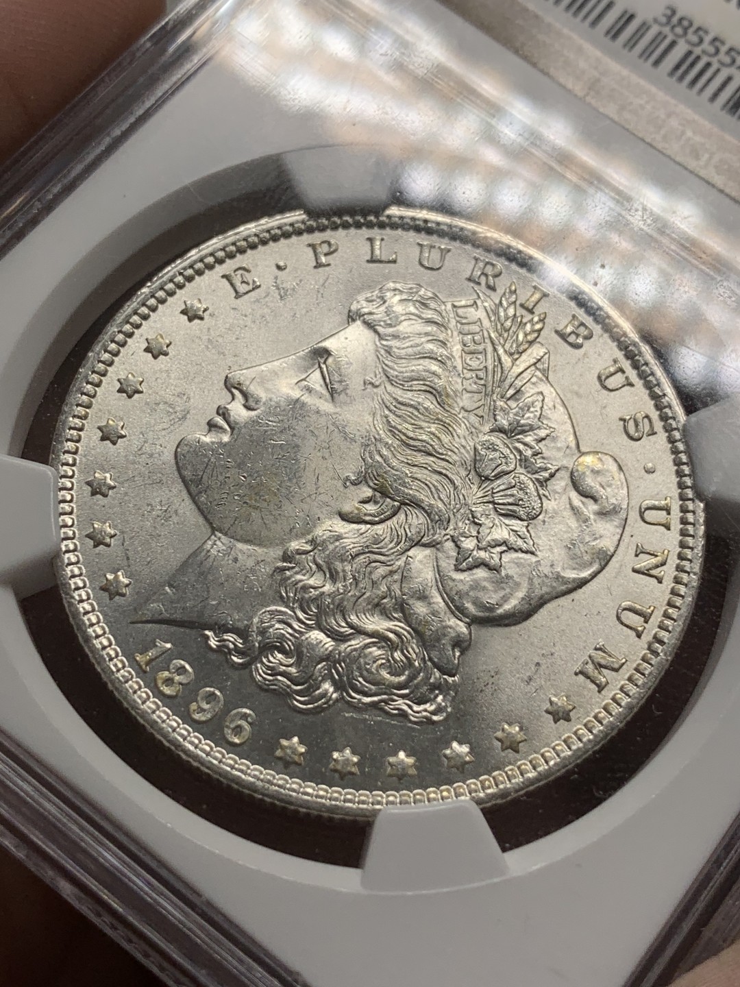 《竞宝斋》第85场-本周日，周一2场连拍（全场不限金额包邮） NGC-MS63 美国 1896年 P版 摩根1元银币 带车轮光很漂亮