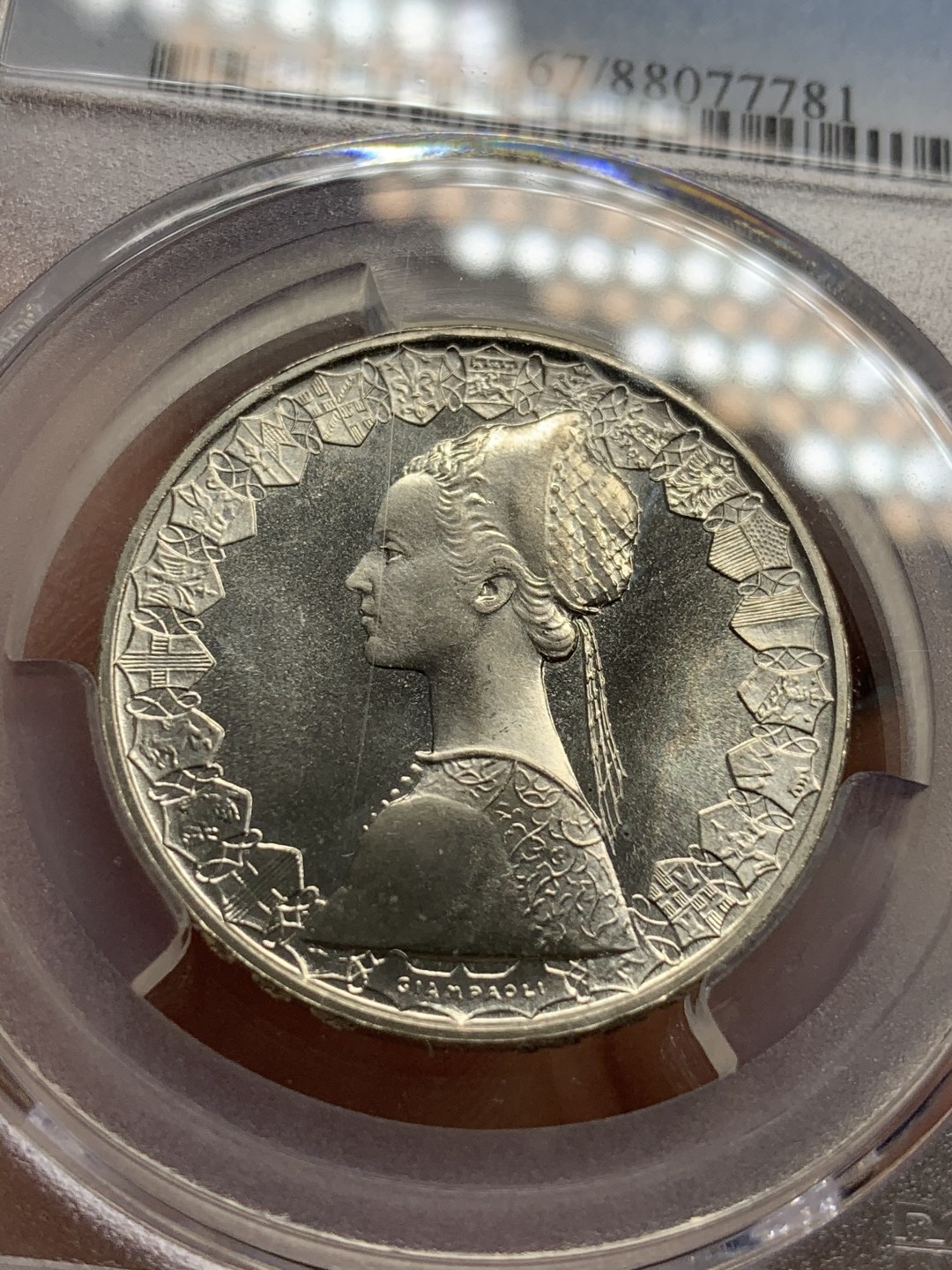 《竞宝斋》第85场-本周日，周一2场连拍（全场不限金额包邮） PCGS MS67 意大利1970年500里拉、1000里拉一对，高分难得