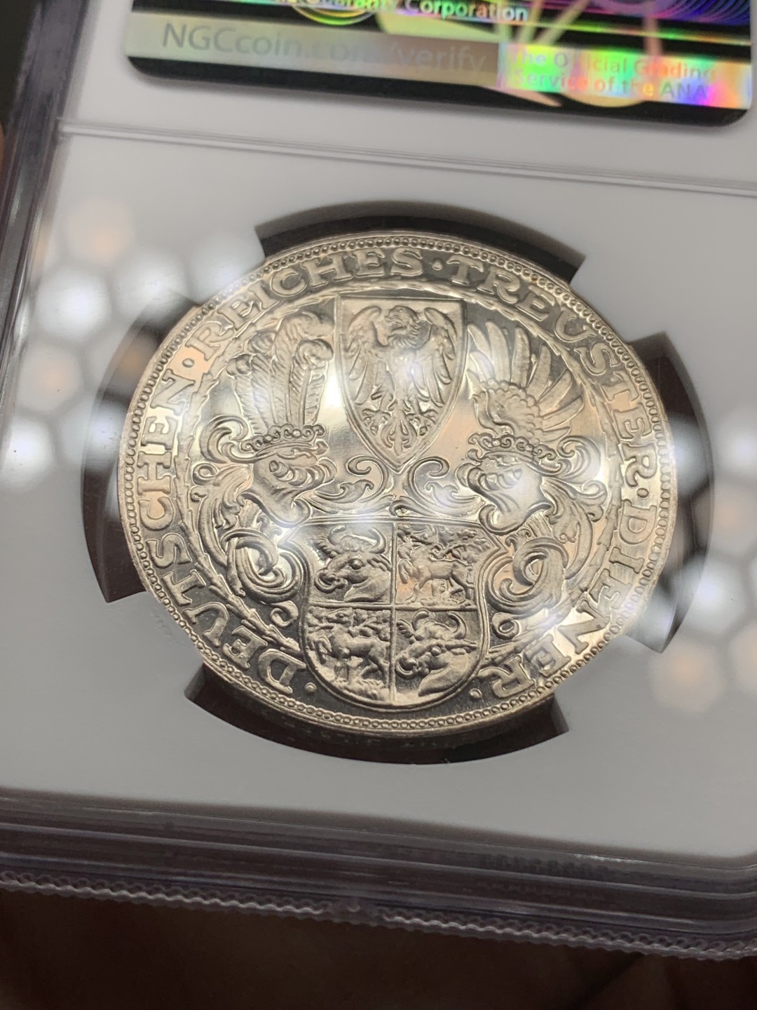 《竞宝斋》第85场-本周日，周一2场连拍（全场不限金额包邮） NGC MS62 1927年 德国 兴登堡 5马克银币章