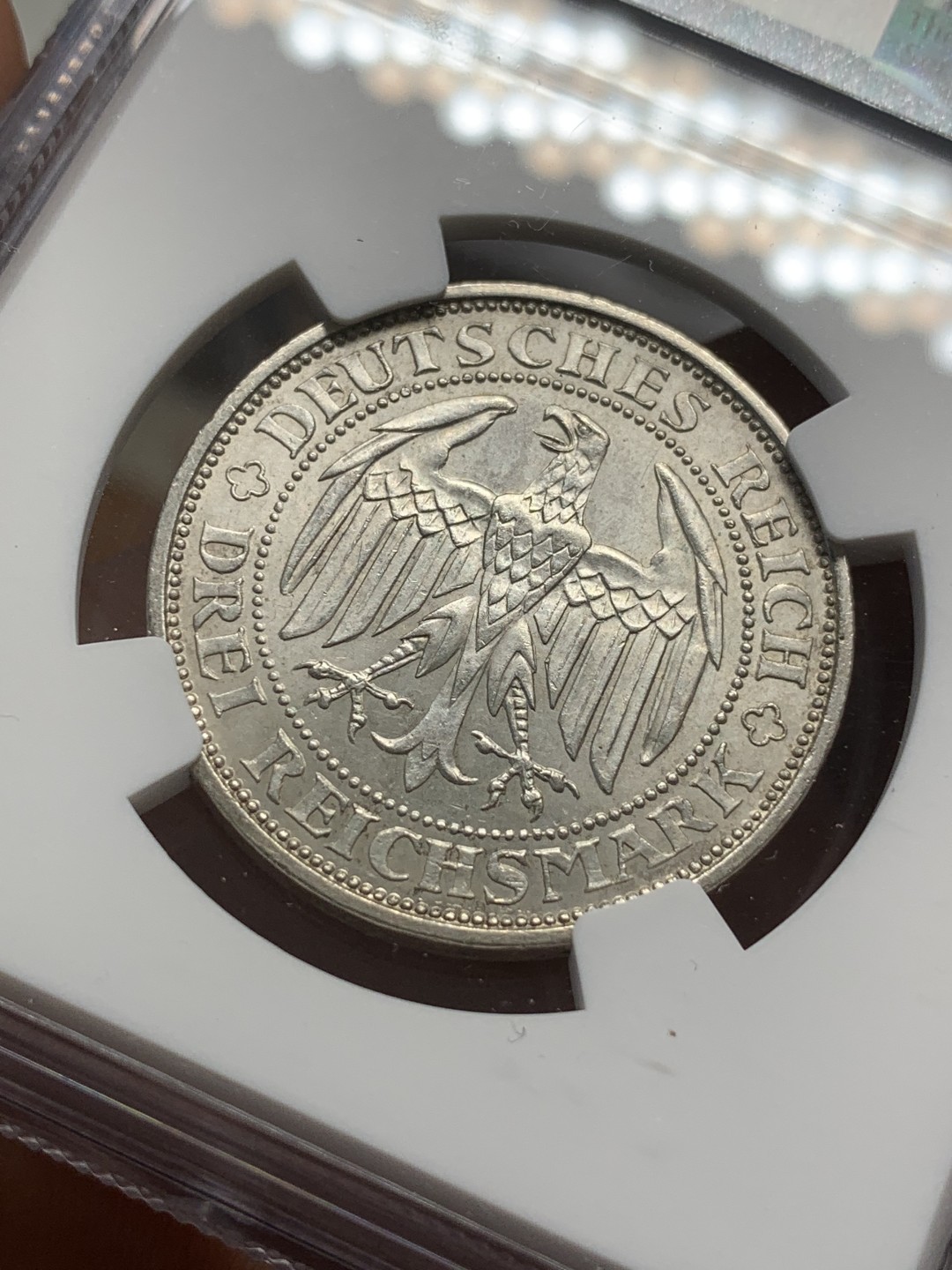 《竞宝斋》第85场-本周日，周一2场连拍（全场不限金额包邮） NGC-MS63 魏玛德国1929年梅森建城千年3马克纪念银币