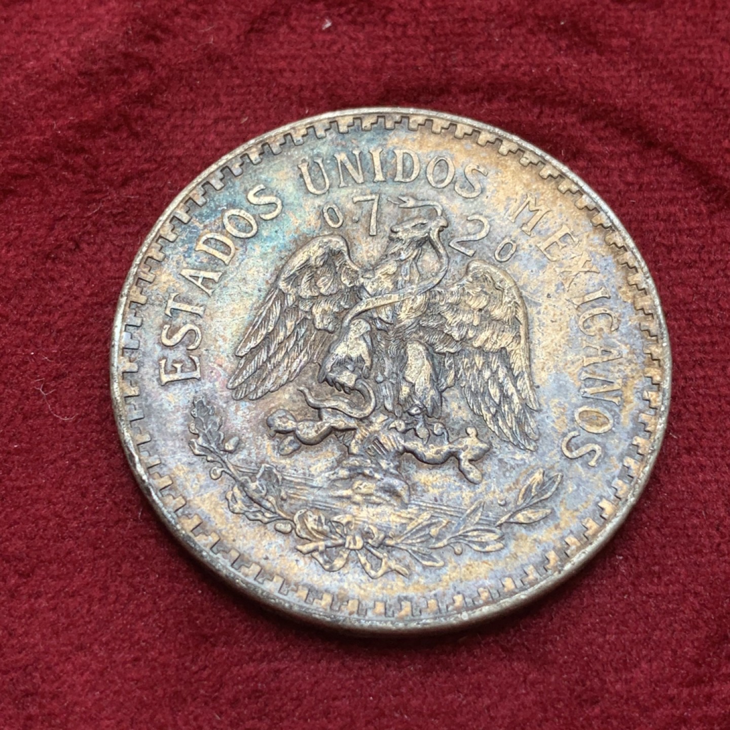 《竞宝斋》第85场-本周日，周一2场连拍（全场不限金额包邮） 墨西哥 1938年 1比索 鹰洋 银币 深彩包浆