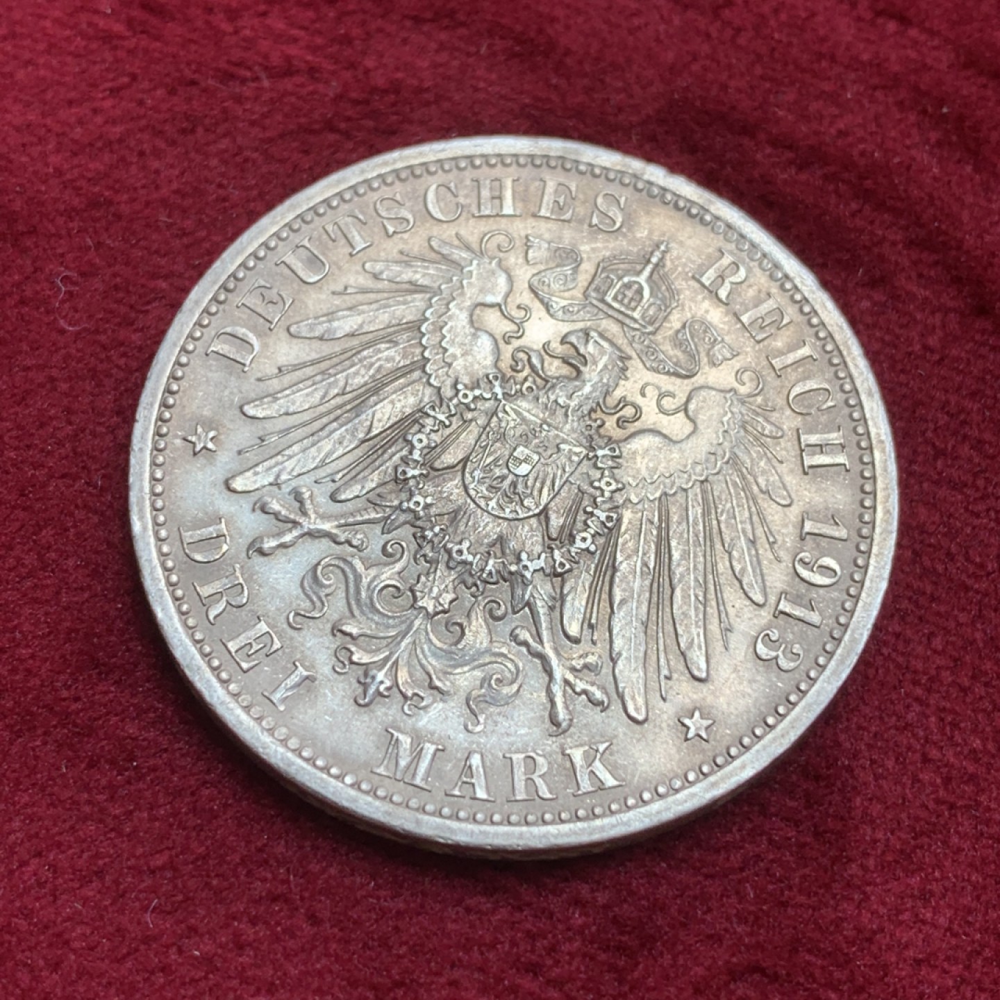 《竞宝斋》第85场-本周日，周一2场连拍（全场不限金额包邮） 德国 1913年 普鲁士 戎装 3马克 银币