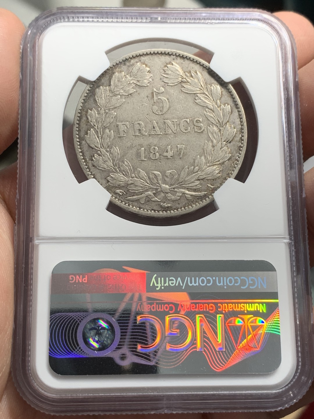 《竞宝斋》第85场-本周日，周一2场连拍（全场不限金额包邮） NGC-XF45 法国1847年 菲利普一世 5法郎大银币 细节清晰出分难得 