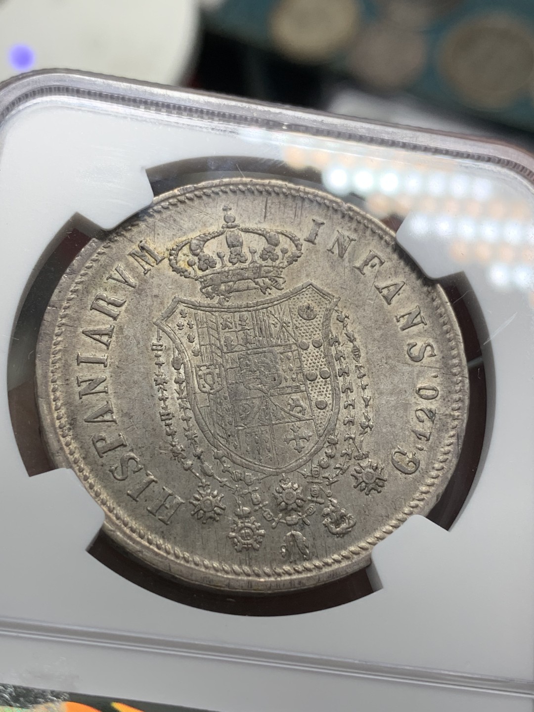 《竞宝斋》第85场-本周日，周一2场连拍（全场不限金额包邮） NGC-AU55 早期意大利那不勒斯120G，1818年小头版本，打制极佳，同时期打得好的少，包浆厚重略有银光，细节清晰，好品少见！