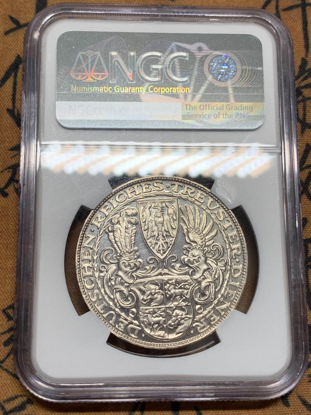 《竞宝斋》第85场-本周日，周一2场连拍（全场不限金额包邮） NGC MS62 1927年 德国 兴登堡 5马克银币章