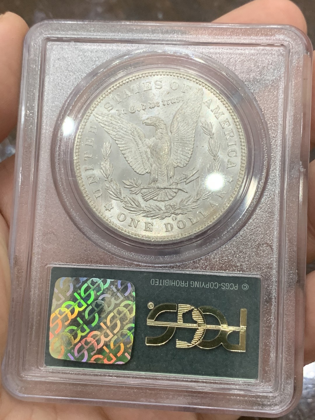 《竞宝斋》第85场-本周日，周一2场连拍（全场不限金额包邮） PCGS MS64 老盒绿标 美国 1904年 O版摩根银币  转光强品相，经典绿盒