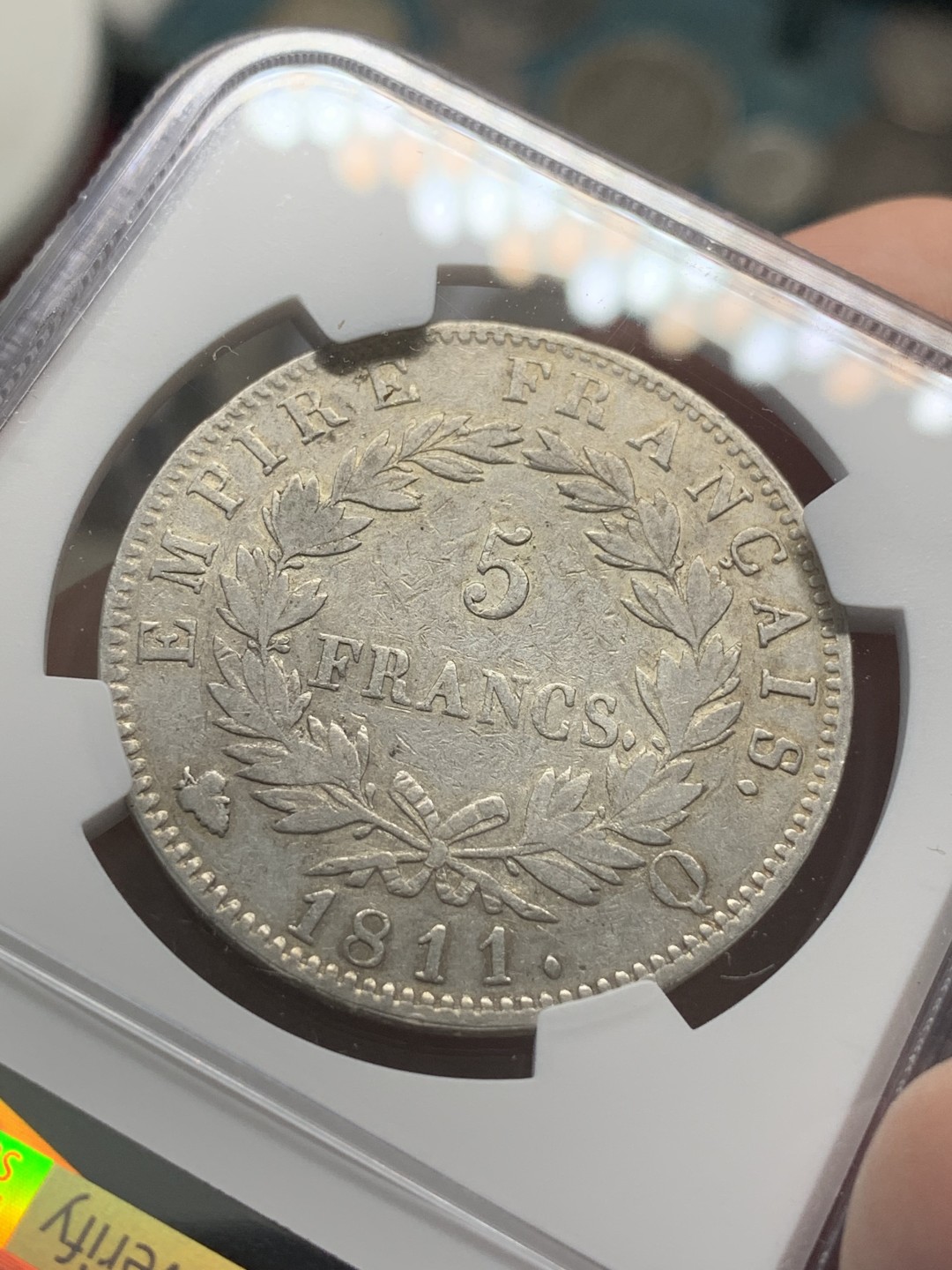 《竞宝斋》第85场-本周日，周一2场连拍（全场不限金额包邮） NGC-XFD少见Q版 法国1811年拿破仑一世5法郎大银币 