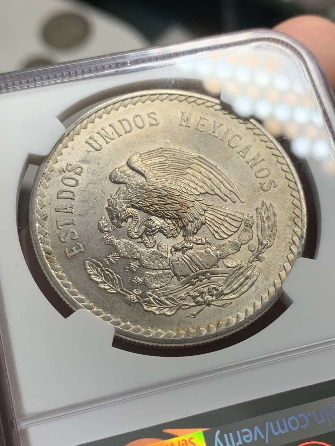 《竞宝斋》第85场-本周日，周一2场连拍（全场不限金额包邮） NGC-MS63 墨西哥 1948年 鹰洋5比索大银币 顶级原光好品