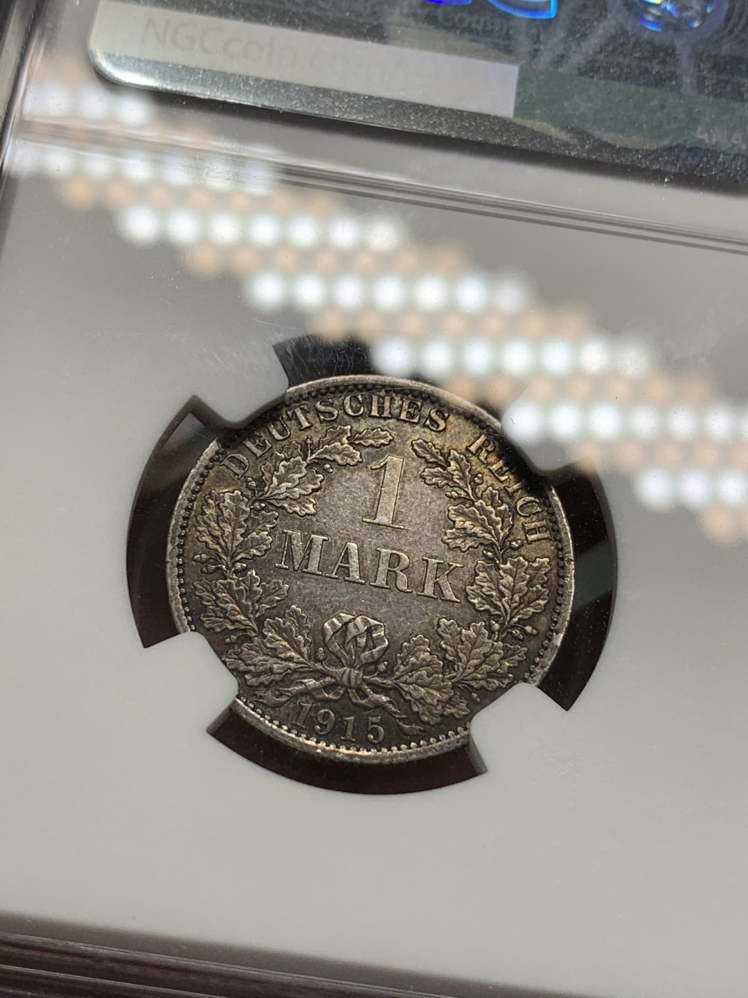 《竞宝斋》第85场-本周日，周一2场连拍（全场不限金额包邮） NGC-MS61 德国 1915年A版 1马克 长翅鹰 银币 重五彩包浆 喜欢包浆厚的不要错过