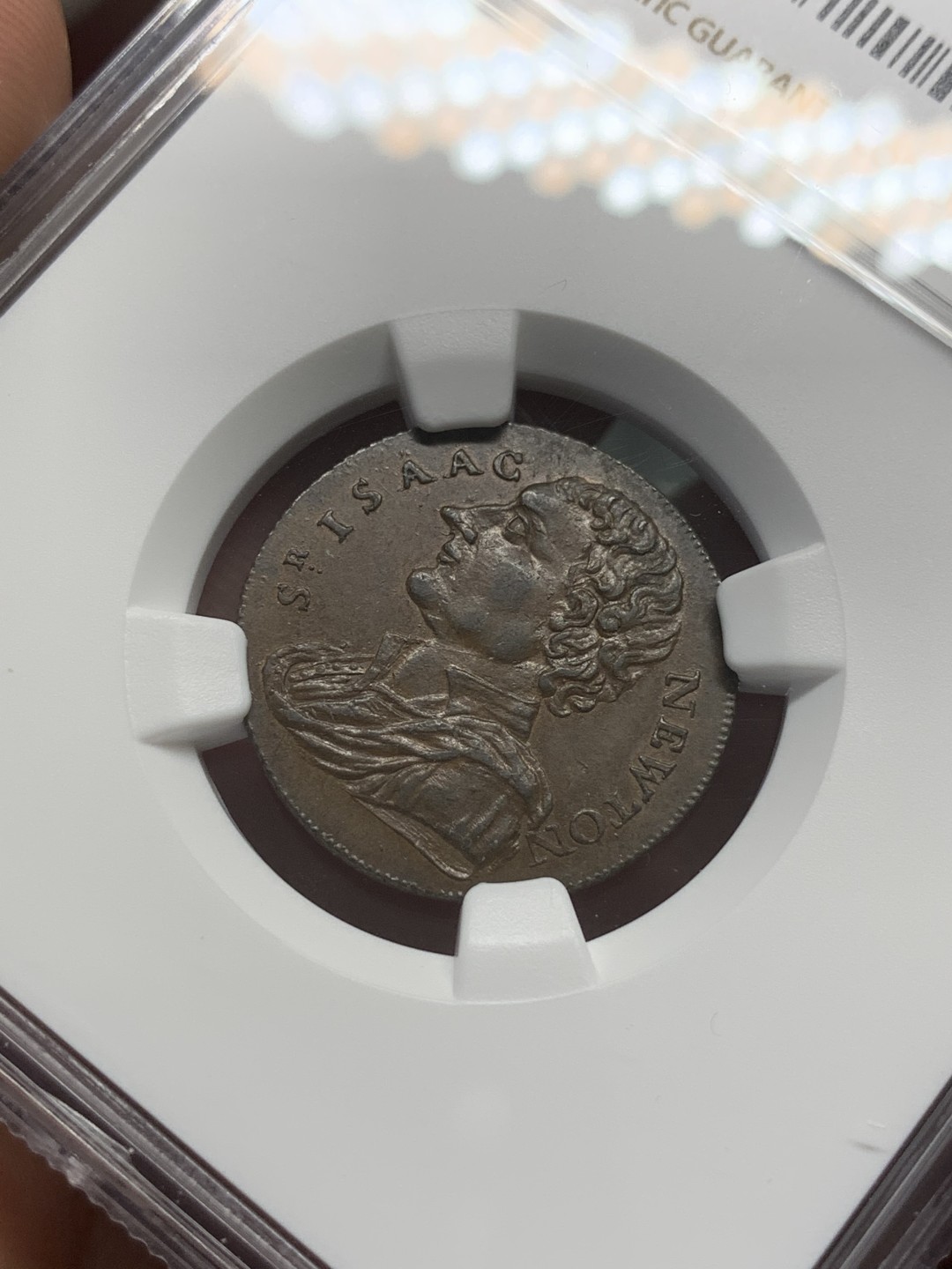 《竞宝斋》第85场-本周日，周一2场连拍（全场不限金额包邮） NGC-AU55 1793年英国1/4便士=1法新 铜代币  Newton 少见品