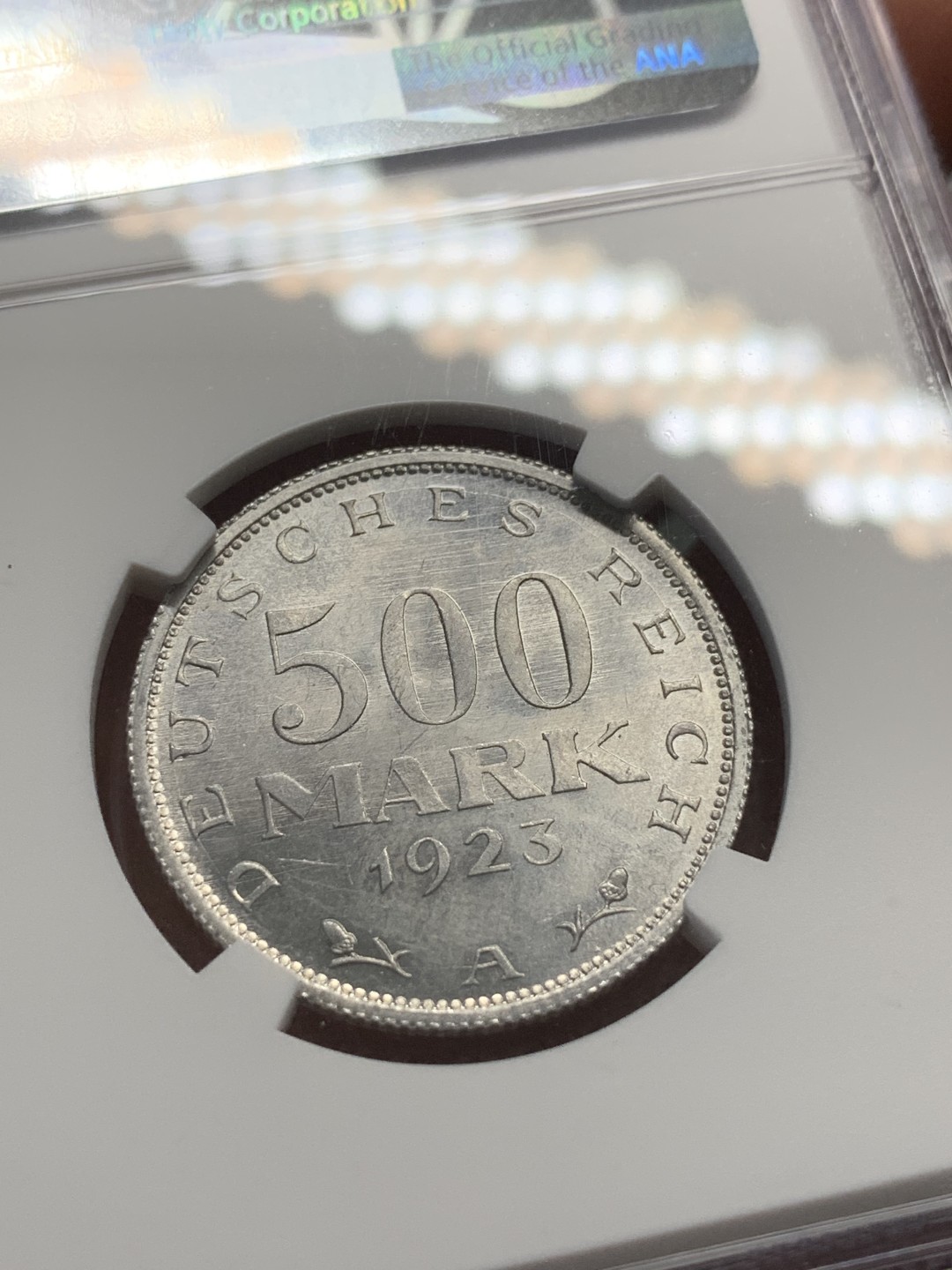 《竞宝斋》第85场-本周日，周一2场连拍（全场不限金额包邮） NGC-MS63  德国 1923年A 500马克