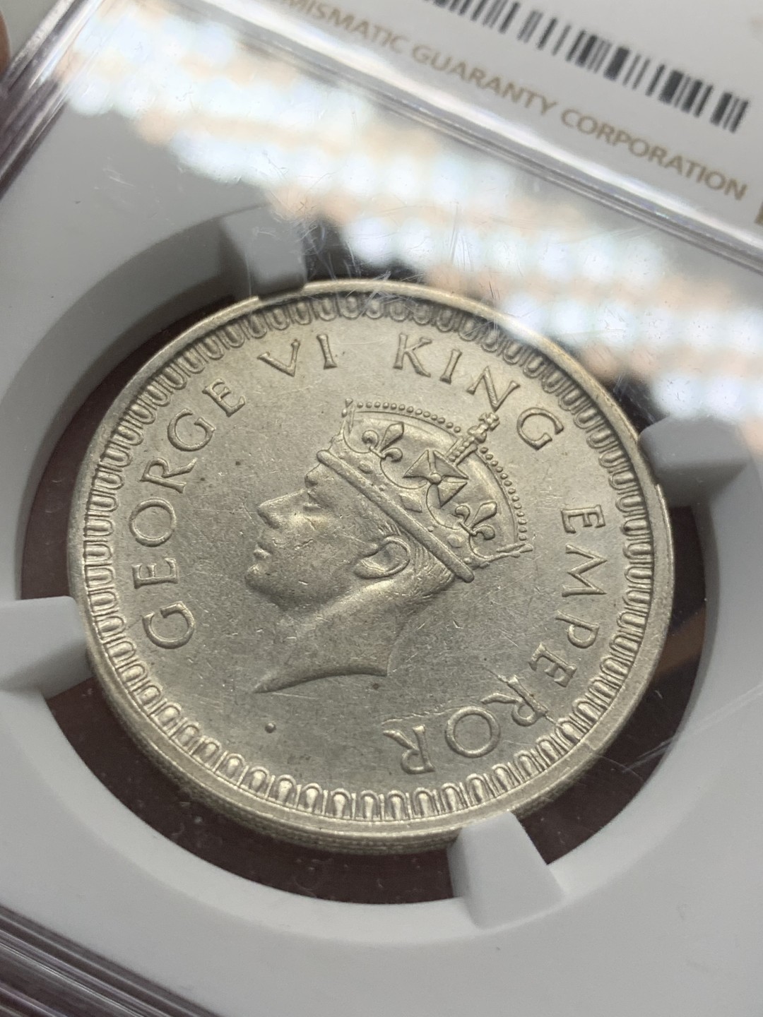 《竞宝斋》第85场-本周日，周一2场连拍（全场不限金额包邮） NGC-UNC  印度 1942年B 乔治六世 1卢比银币 